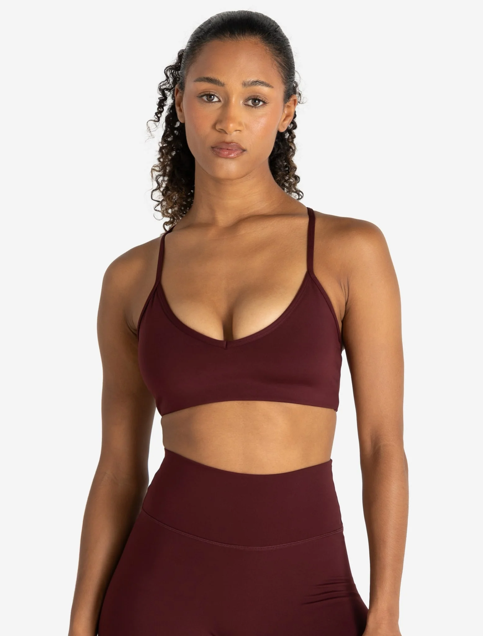 Allure Cross Back Sports Bra - Dark Burgundy - Image 2