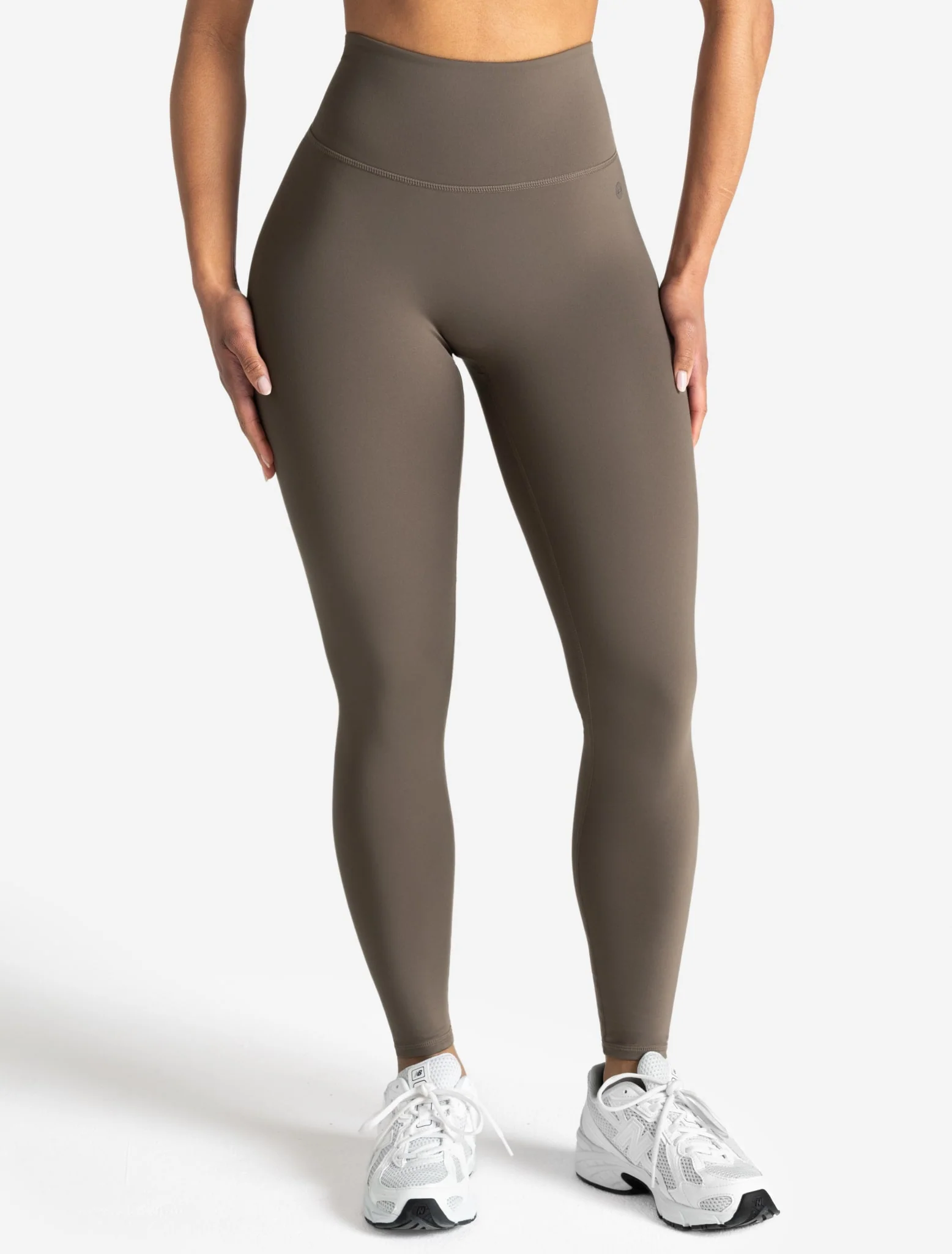 Allure Dipped Waist Leggings - Taupe - Image 2