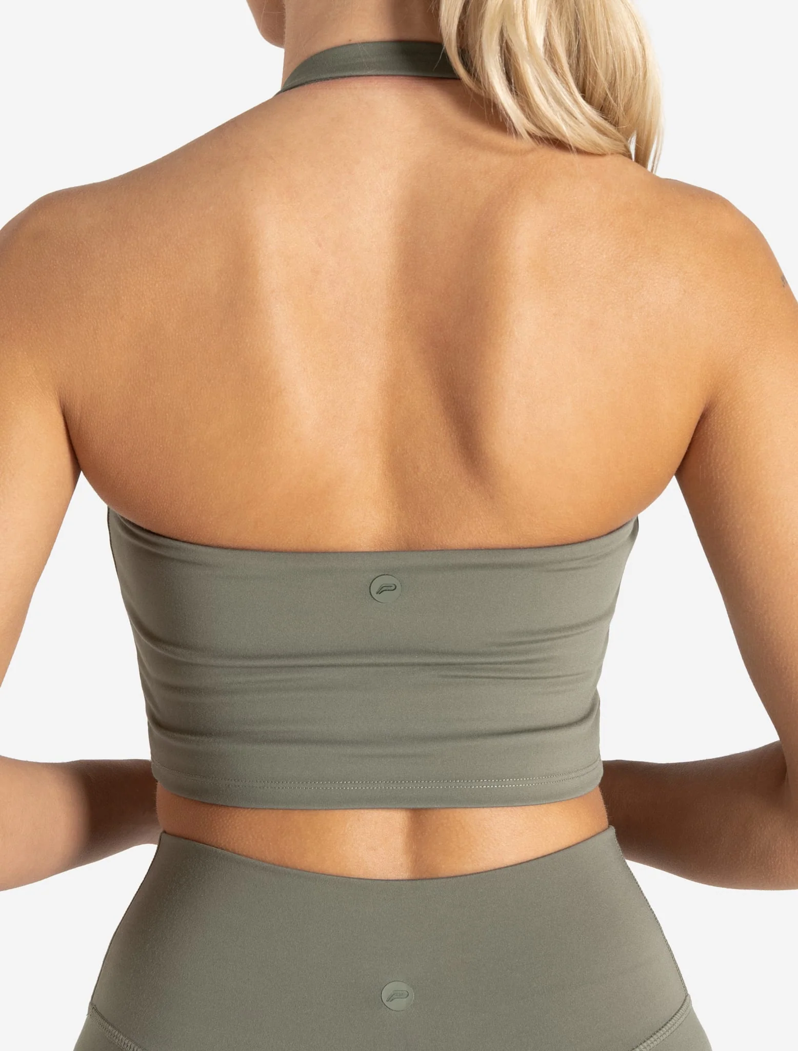 Allure Halter Built-in Bra Crop Top - Dusky Sage - Image 3