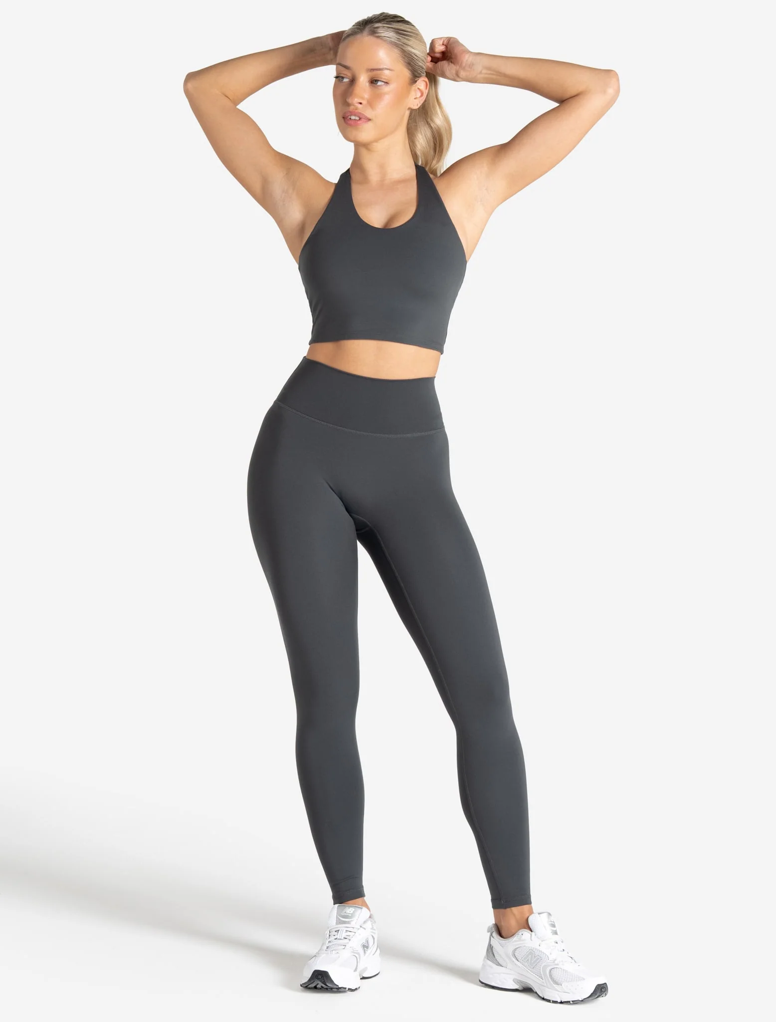 Allure Halter Built-in Bra Crop Top - Storm Grey - Image 3