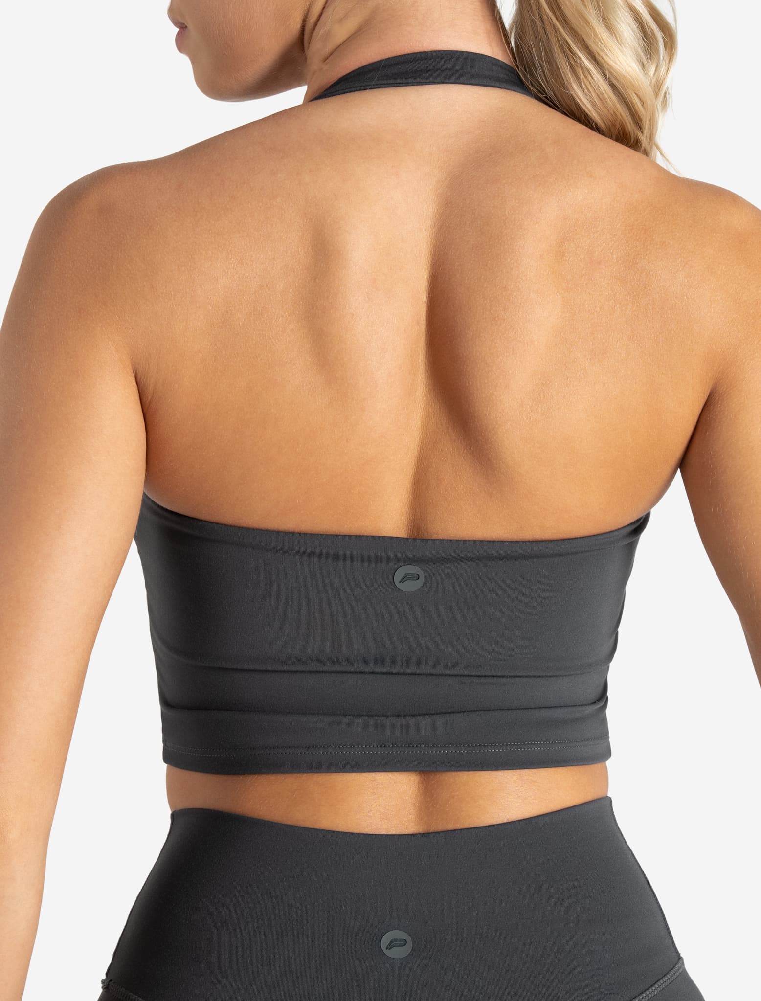 Allure Halter Built-in Bra Crop Top - Storm Grey - Image 5