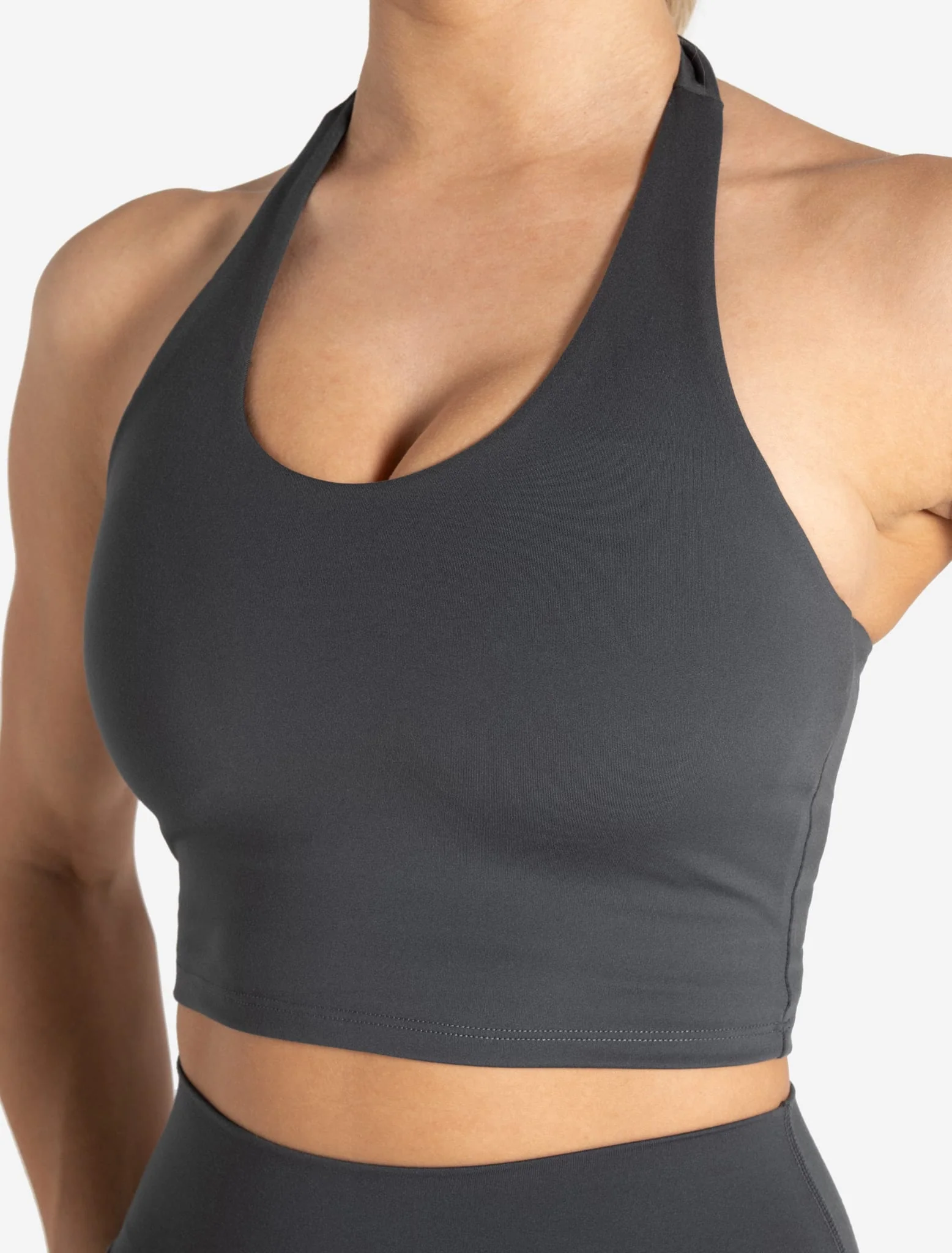 Allure Halter Built-in Bra Crop Top - Storm Grey - Image 6