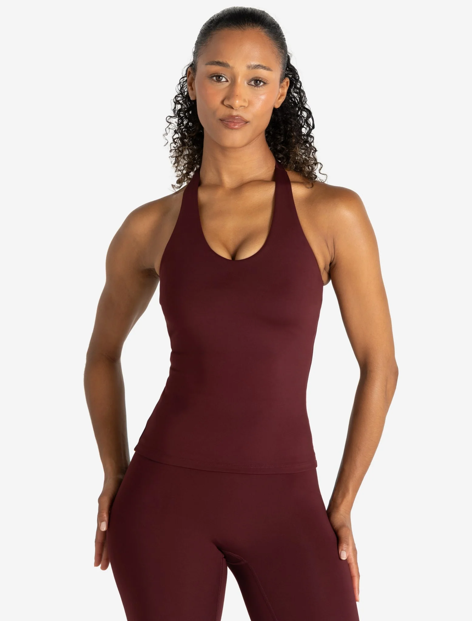Allure Halter Built-in Bra Vest - Dark Burgundy