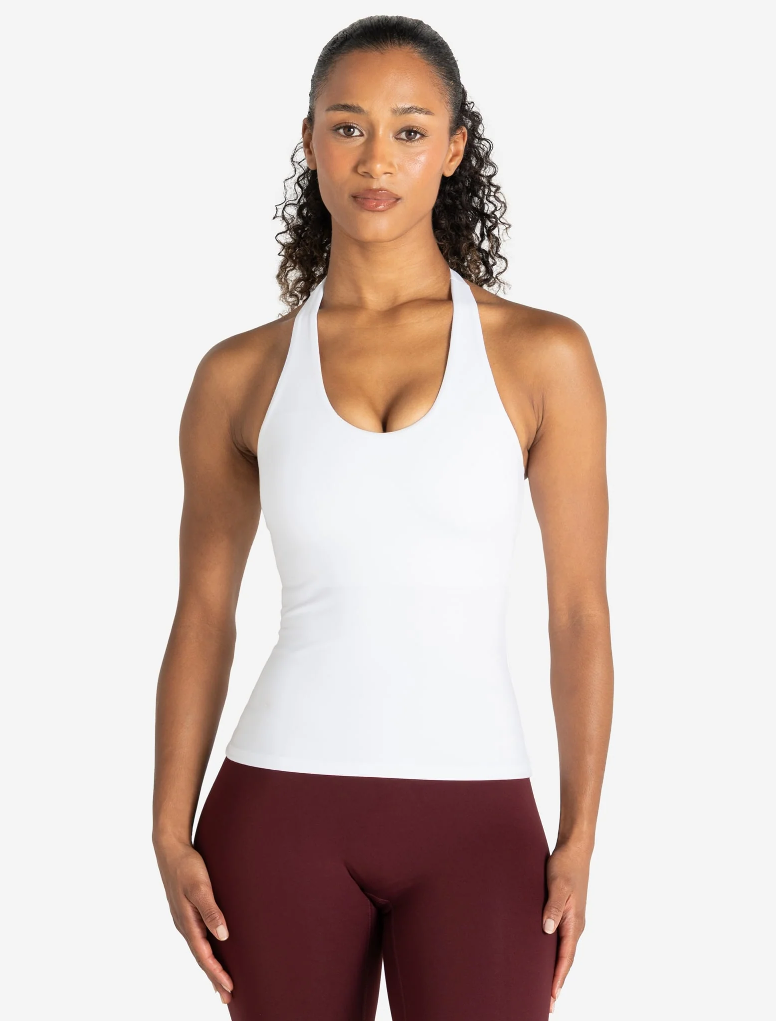 Allure Halter Built-in Bra Vest - White