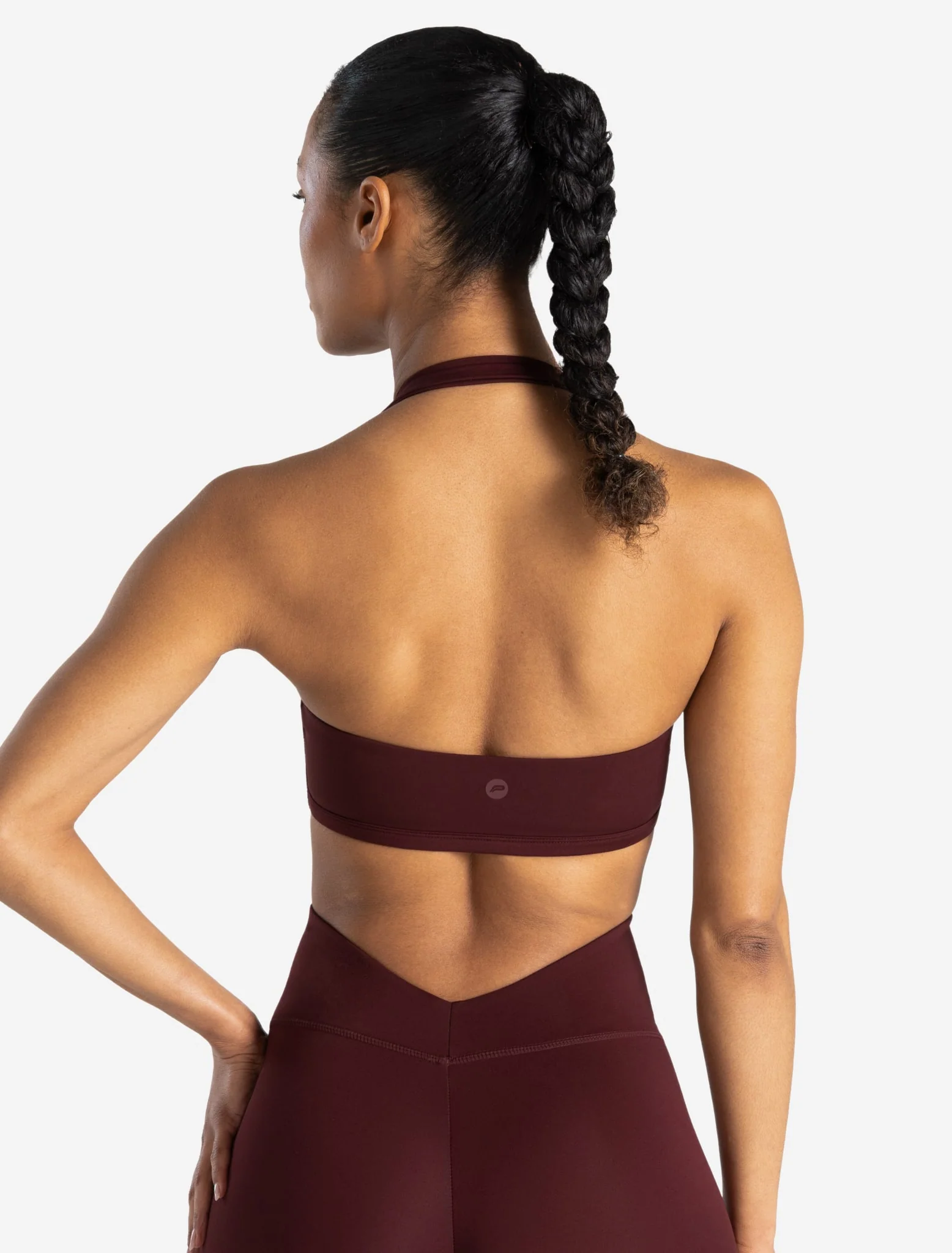 Allure Halter Sports Bra - Dark Burgundy - Image 2