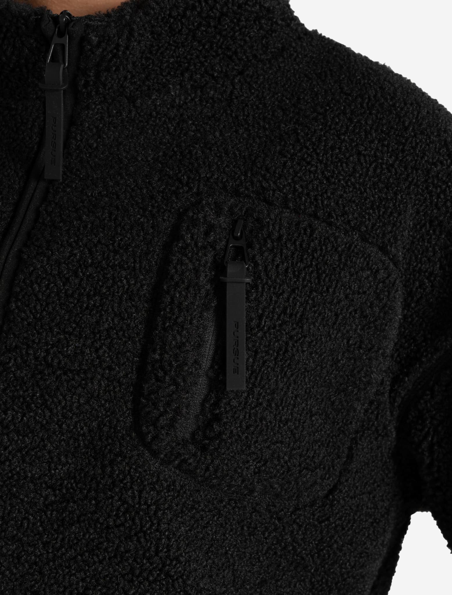 Borg Fleece Crop Jacket - Black - Image 7