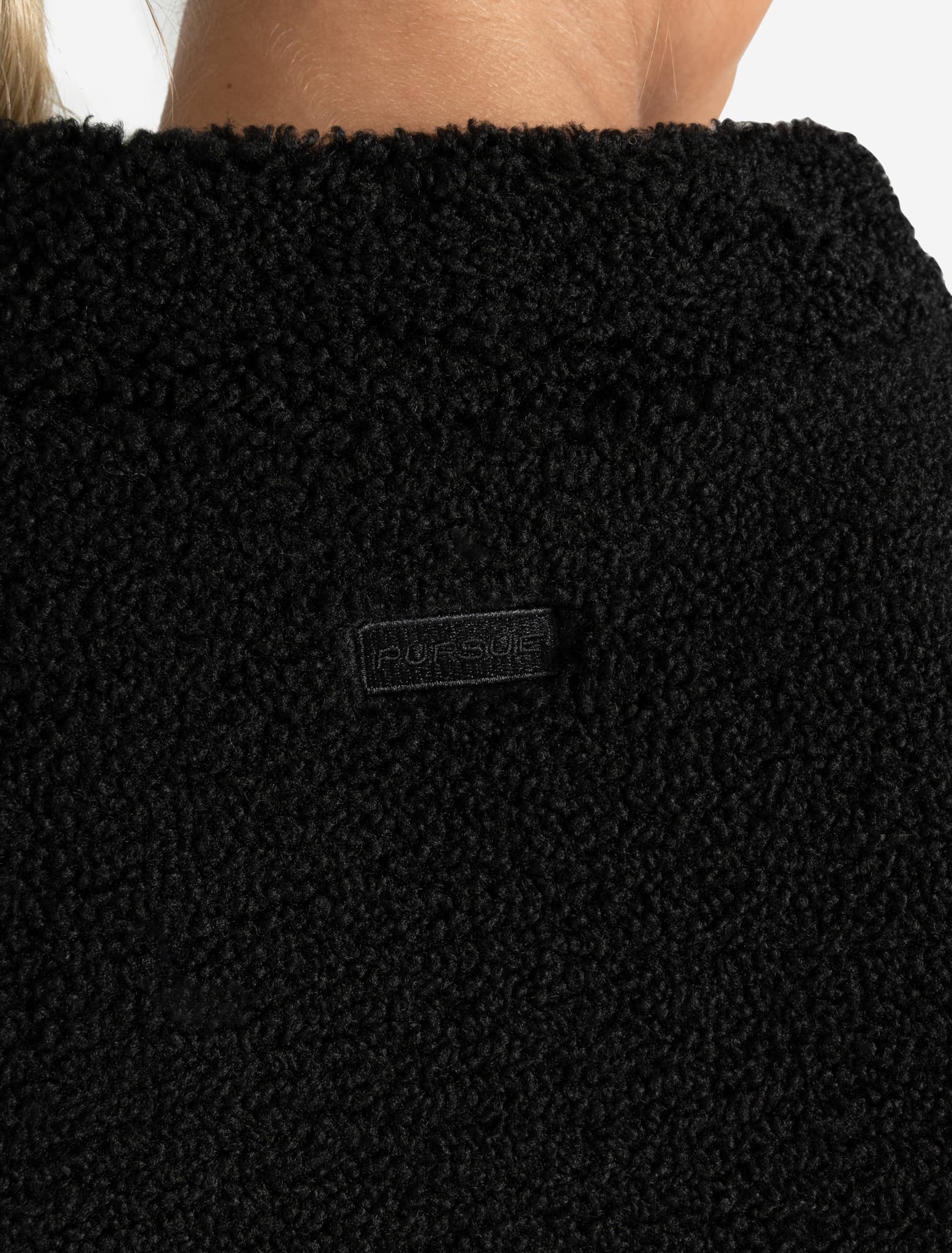 Borg Fleece Crop Jacket - Black - Image 8