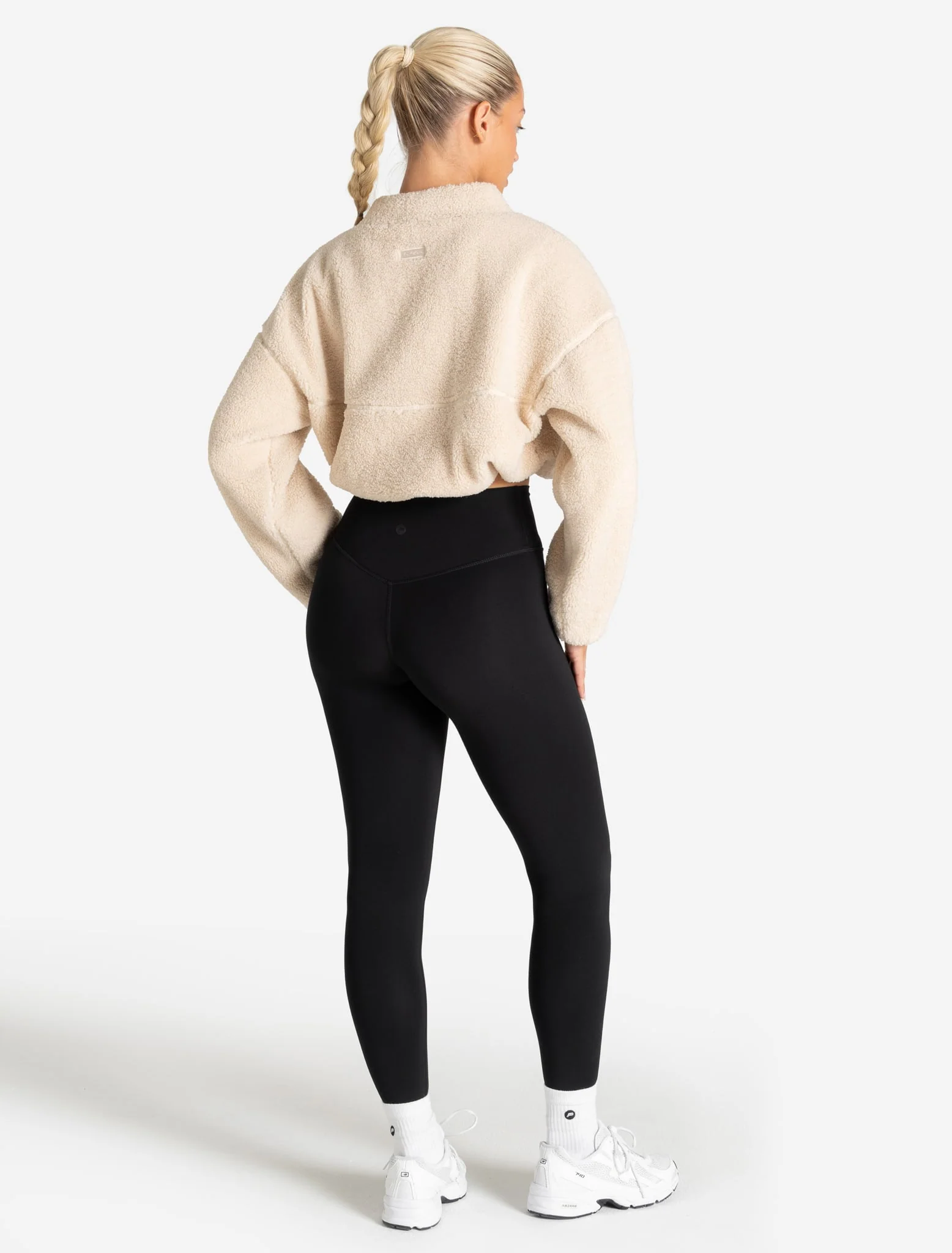 Borg Fleece Crop Jacket - Cream - Image 6