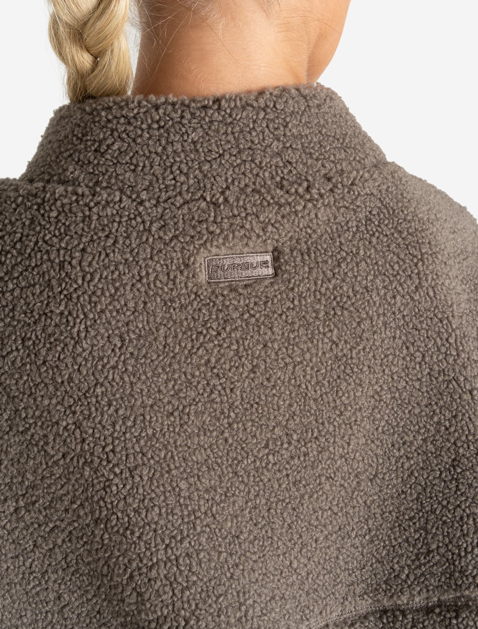 Borg Fleece Crop Jacket - Mole - Image 8