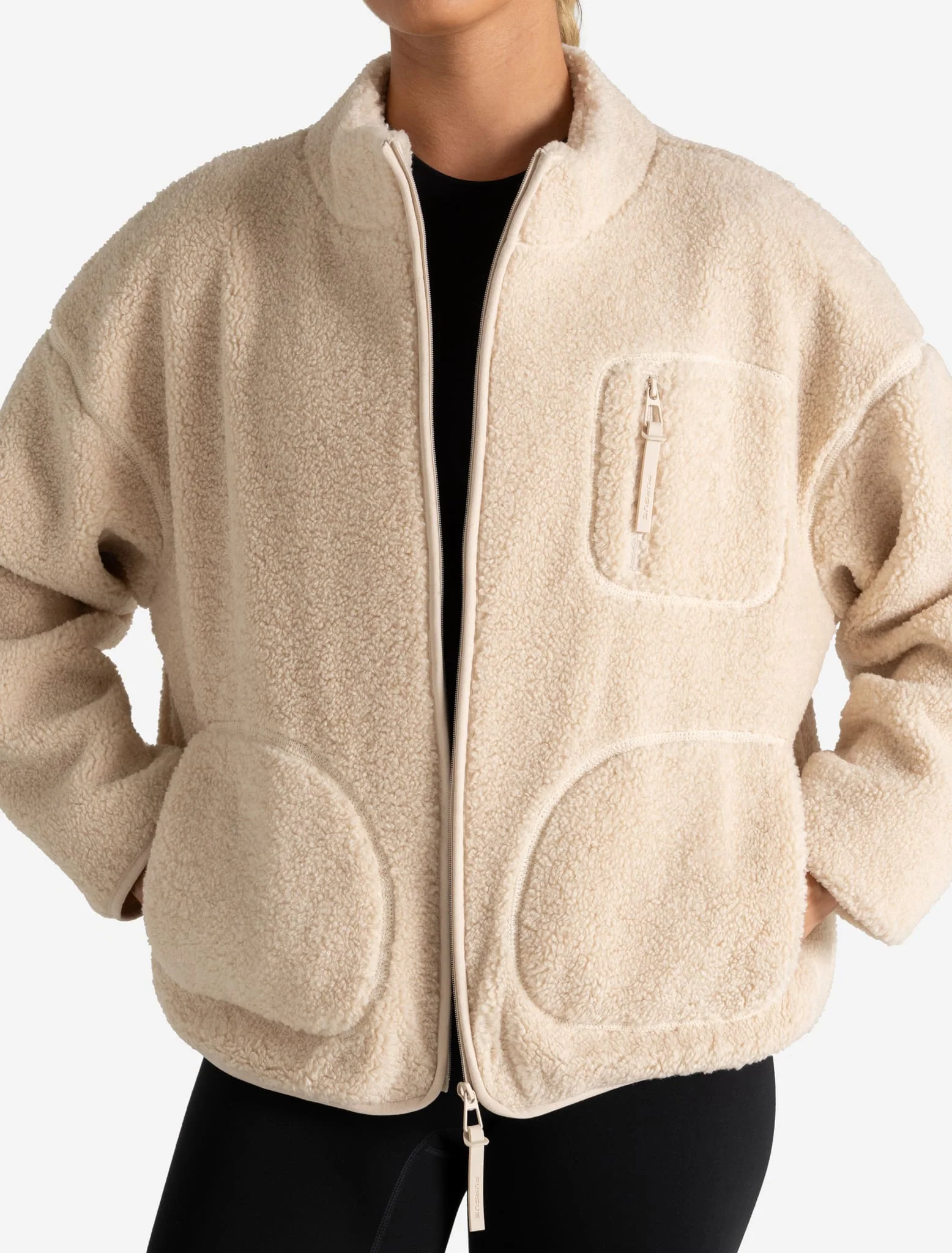 Borg Fleece Jacket - Cream - Image 5