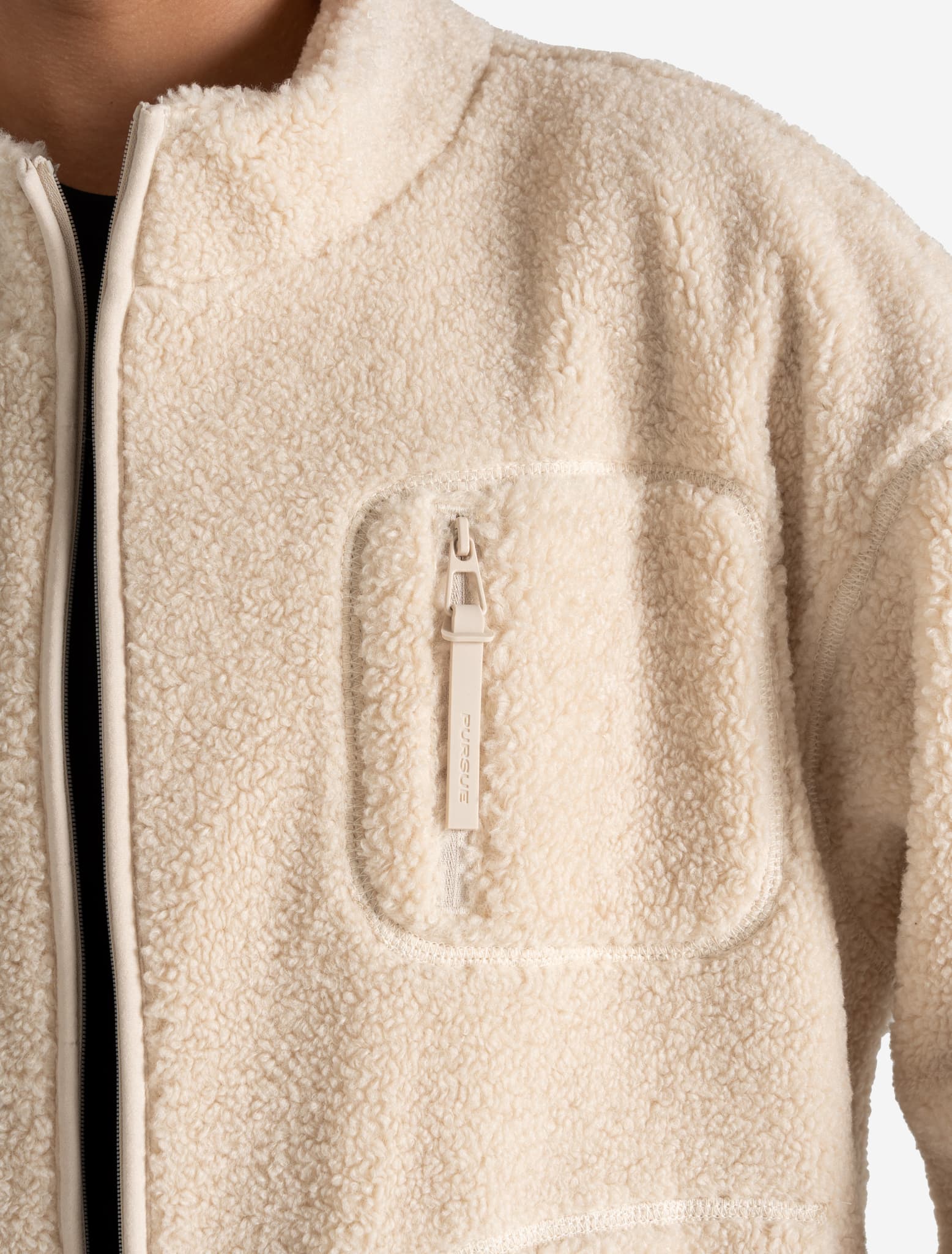 Borg Fleece Jacket - Cream - Image 6