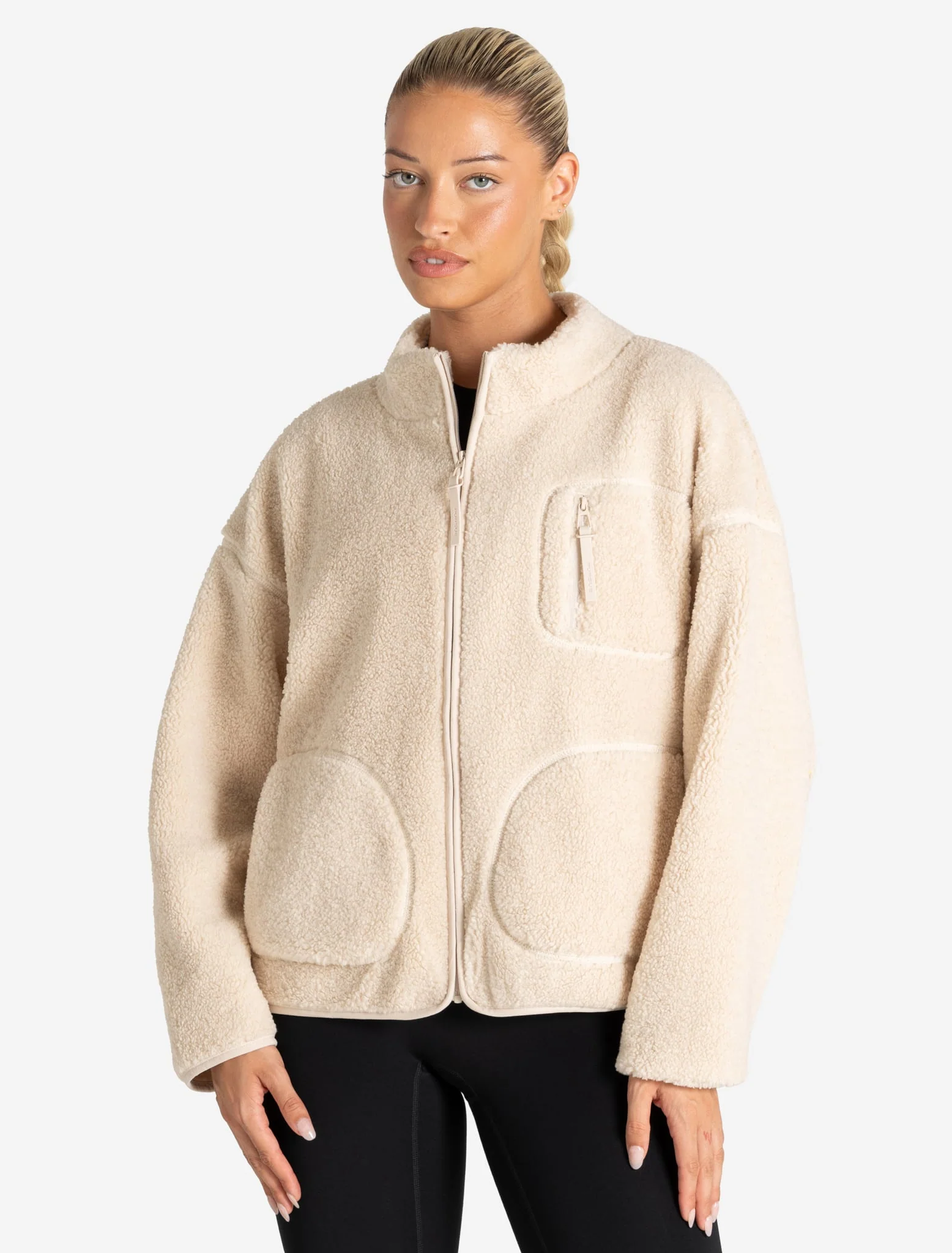 Borg Fleece Jacket - Cream - Image 8
