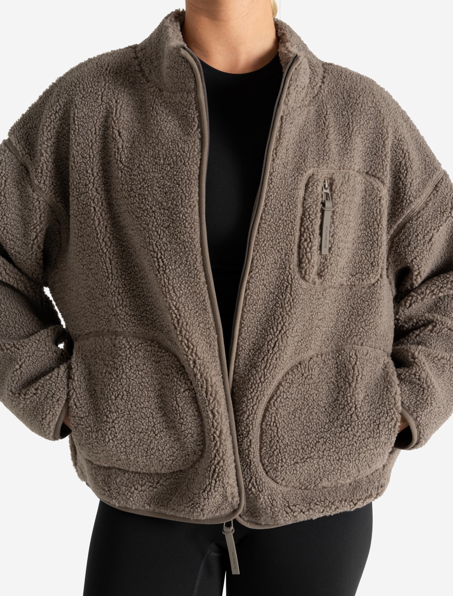 Borg Fleece Jacket - Mole - Image 5