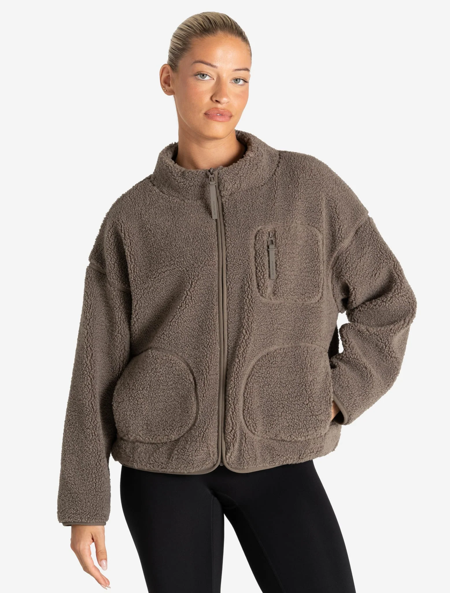 Borg Fleece Jacket - Mole - Image 8