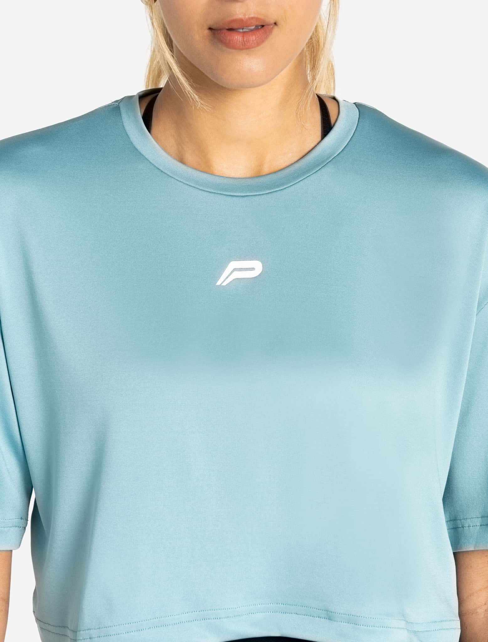 BreathEasy Crop T-Shirt - Dusky Blue - Image 3