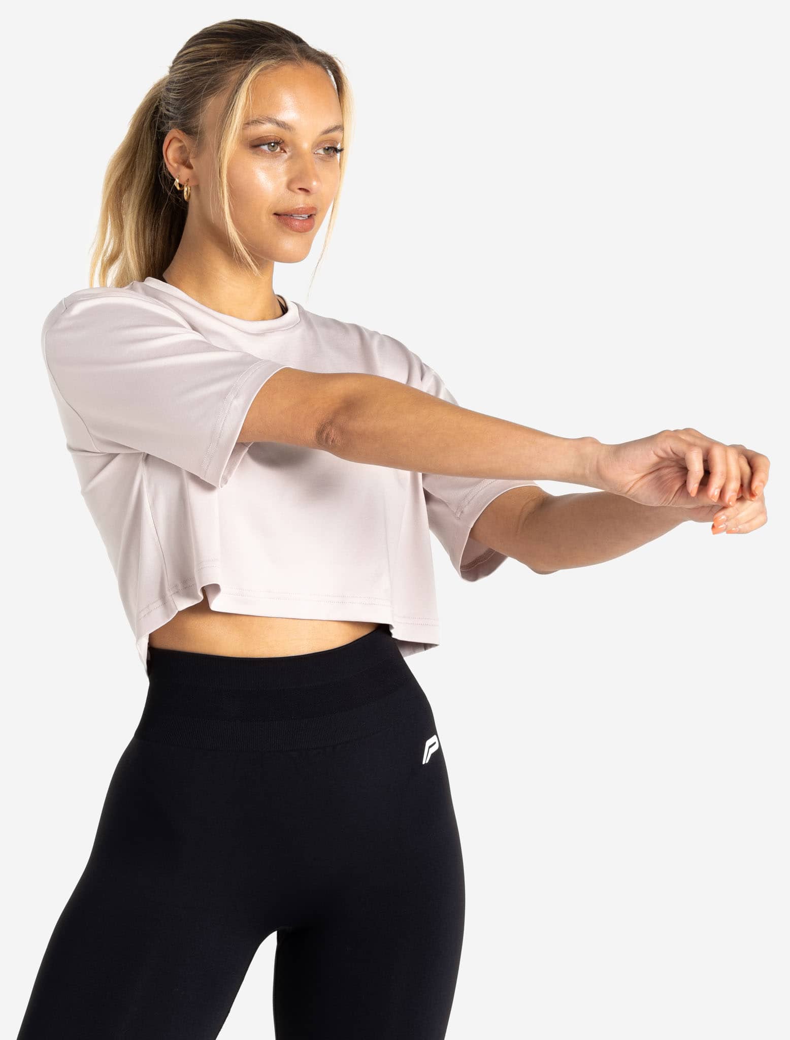 BreathEasy Crop T-Shirt - Light Grey - Image 5