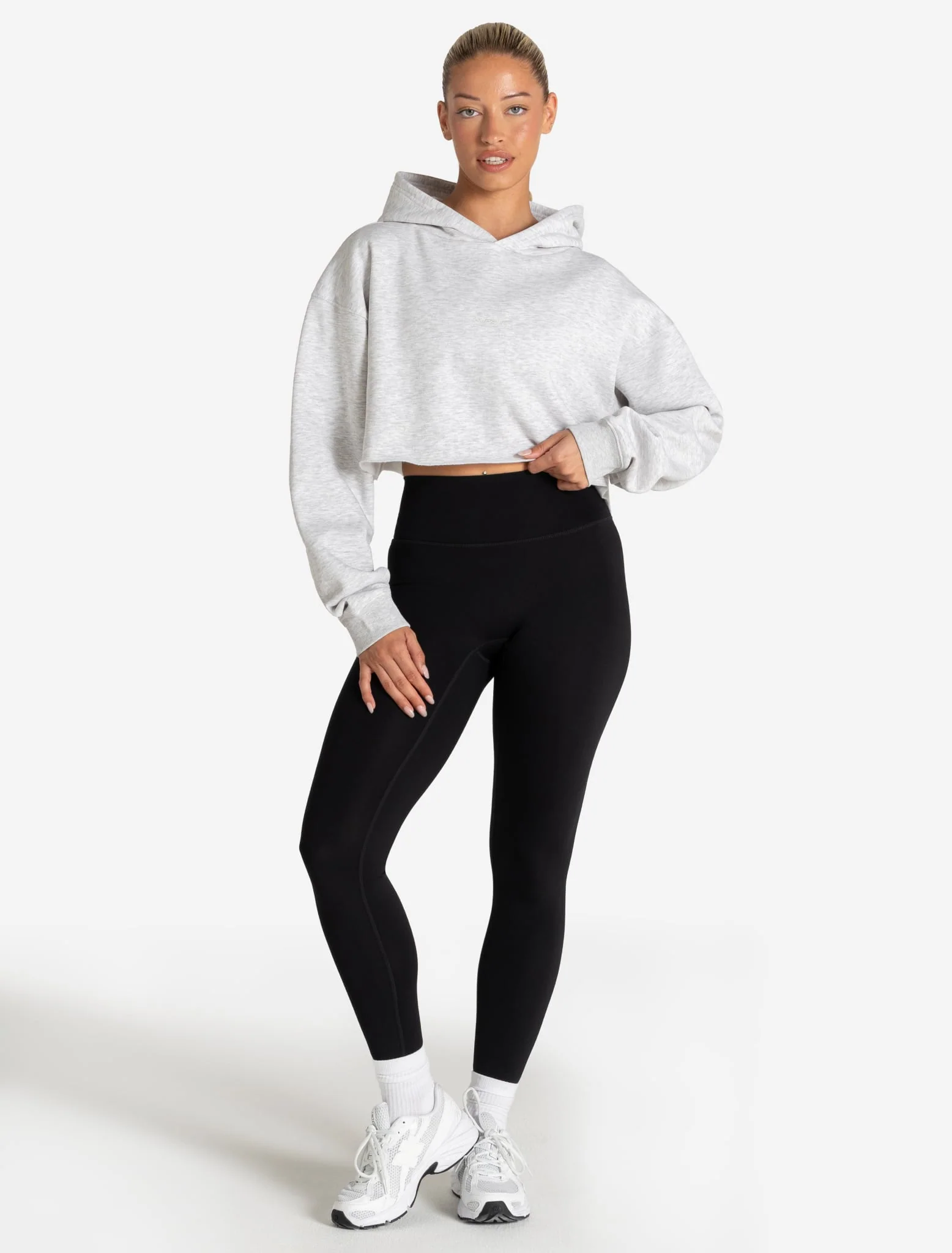 Core Crop Hoodie - Grey Marl - Image 3