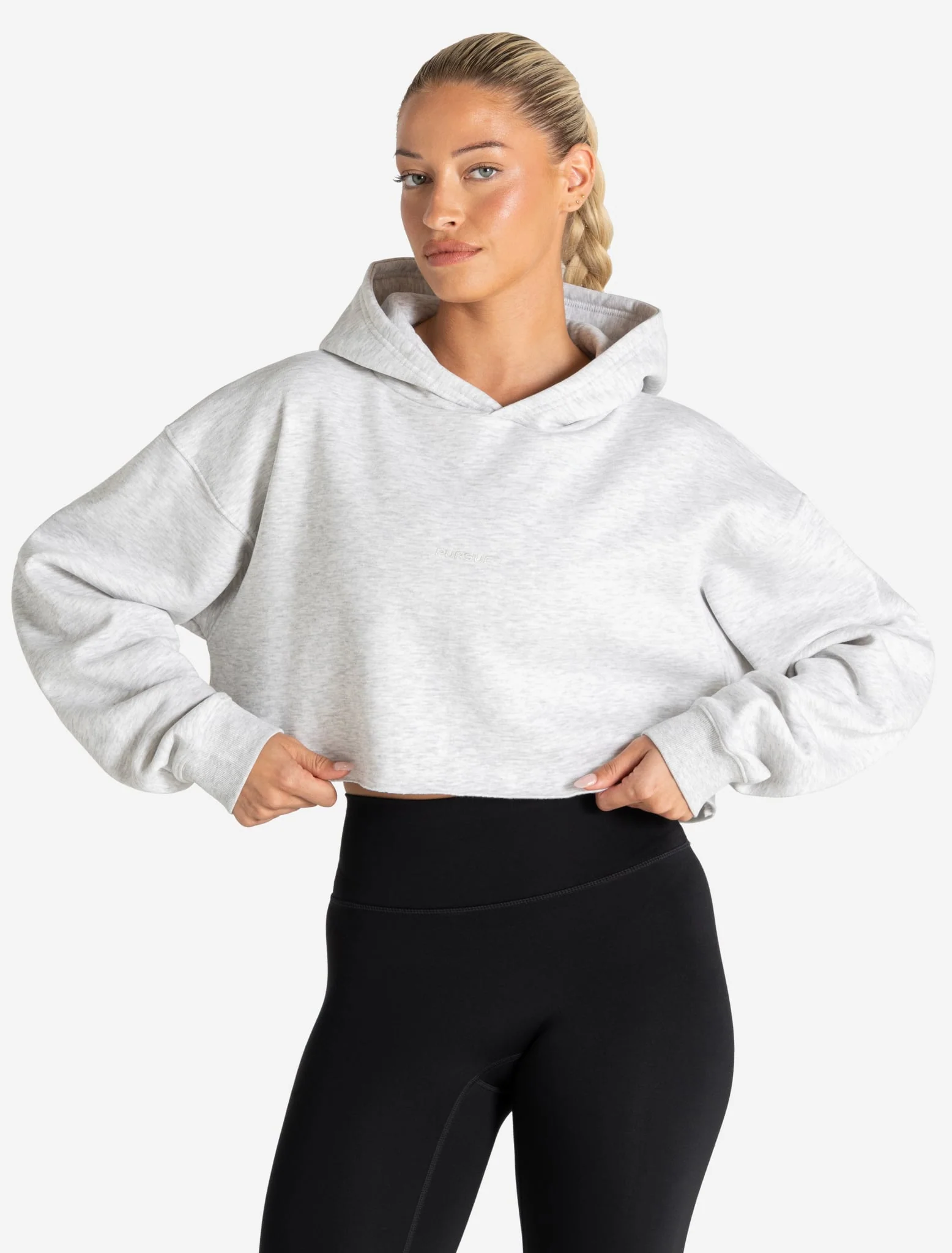 Core Crop Hoodie - Grey Marl - Image 5
