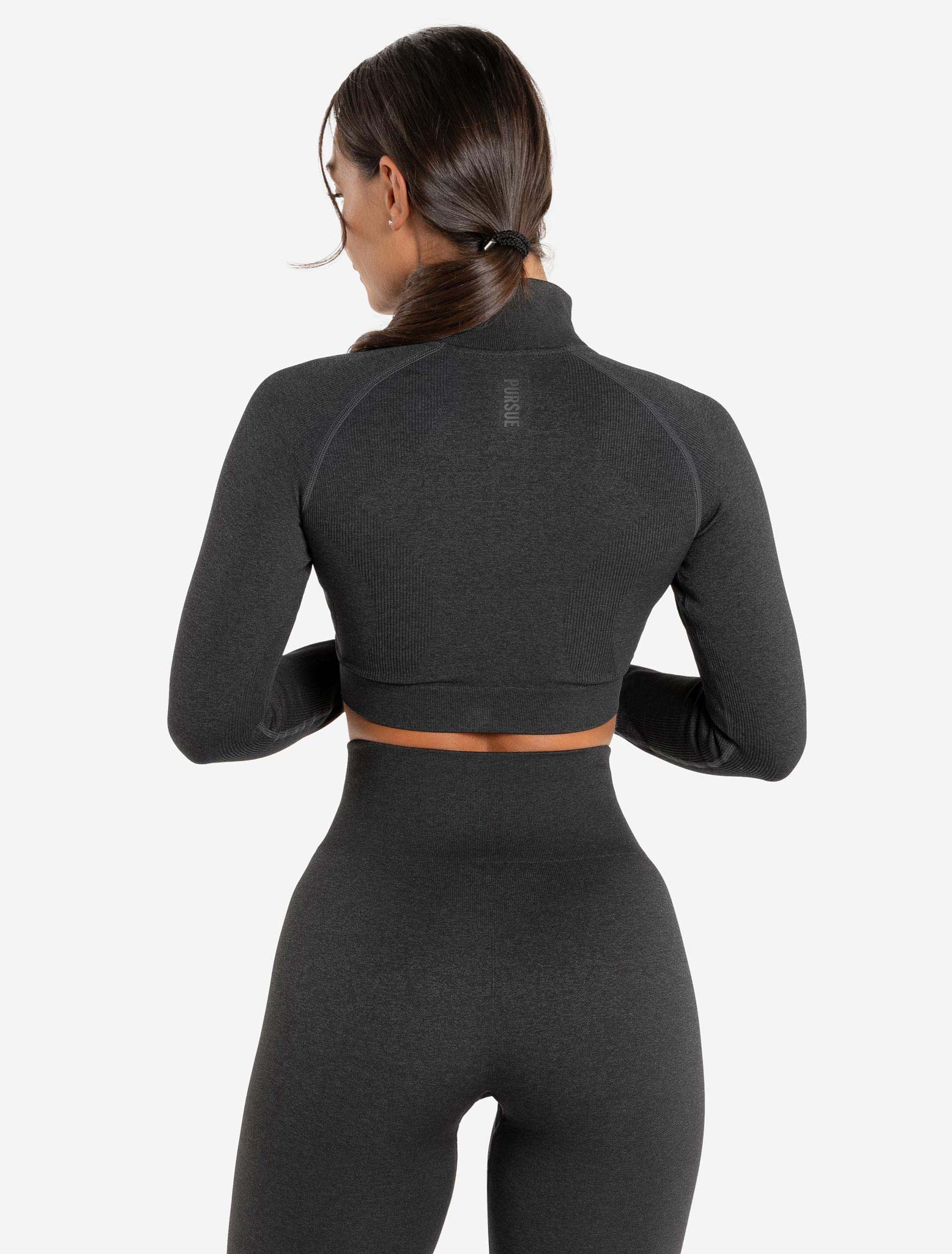 Core Seamless Crop 1/2 Zip - Black Marl - Image 2