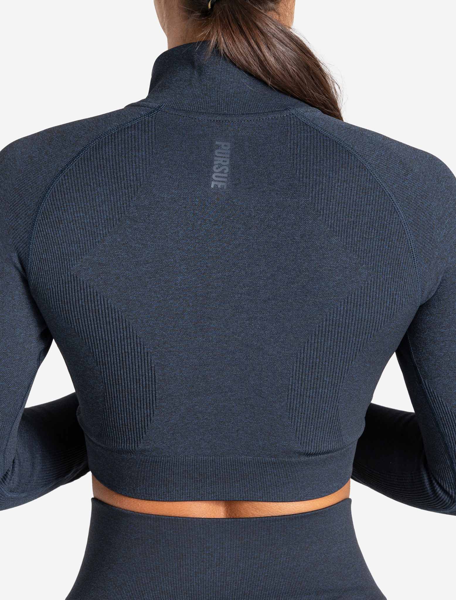 Core Seamless Crop 1/2 Zip - Navy Marl - Image 4