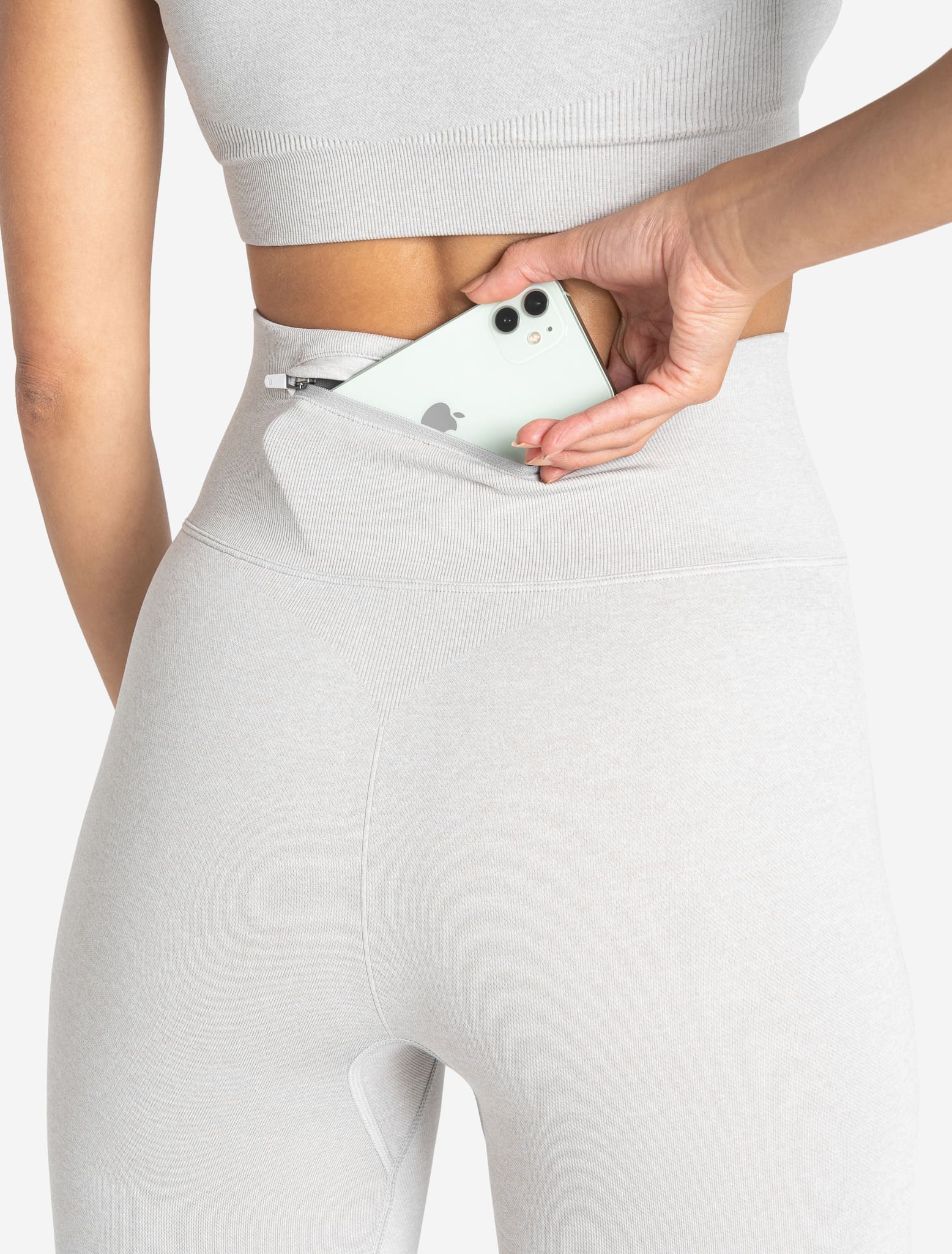 Core Seamless Pocket Leggings - Grey Marl - Image 4