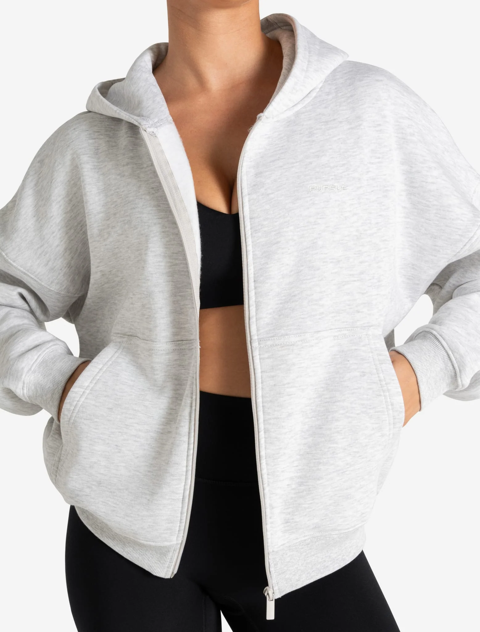 Core Zip Hoodie - Grey Marl - Image 5