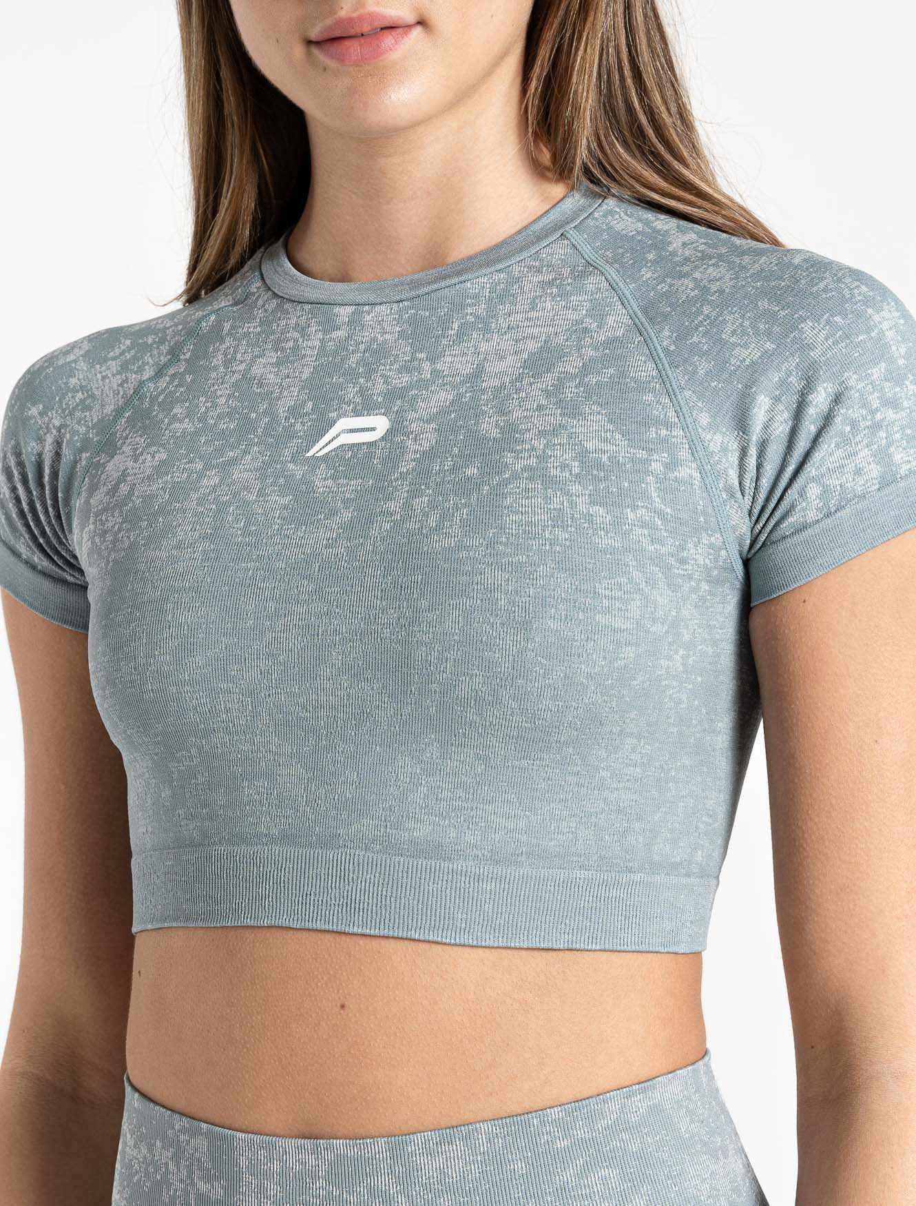 Cosmic Seamless Crop Top - Teal Ombre - Image 4