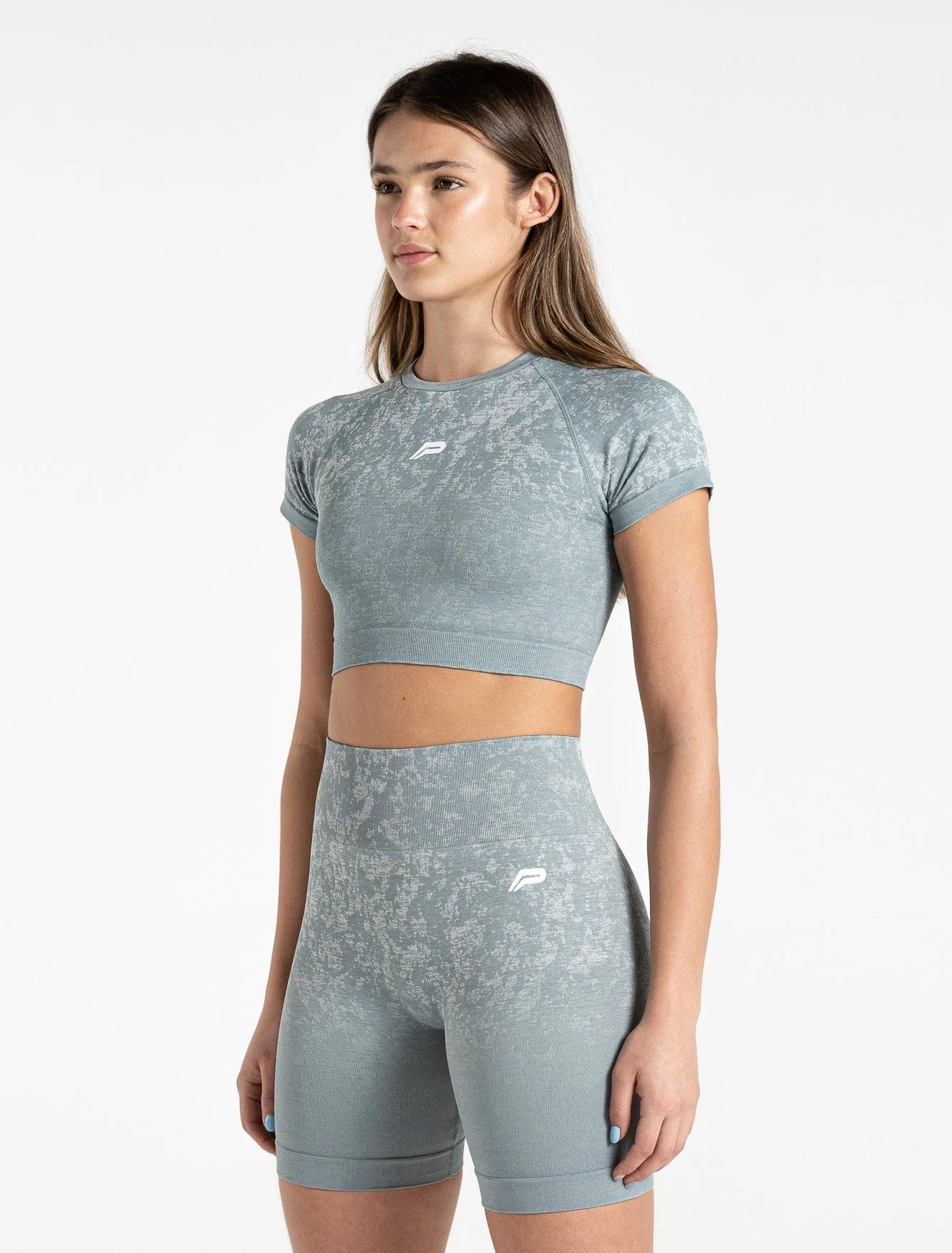Cosmic Seamless Crop Top - Teal Ombre - Image 5