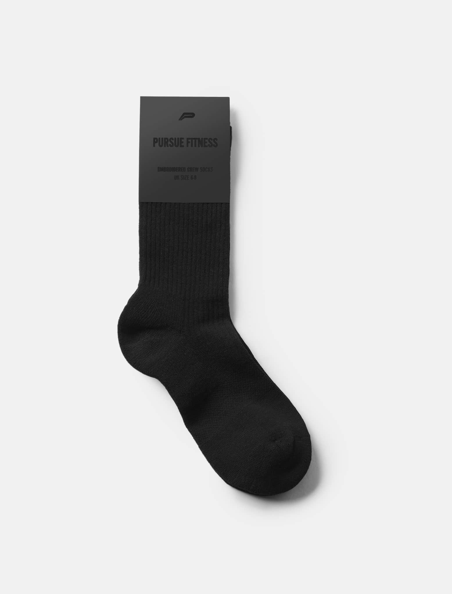 Embroidered Crew Socks - Black (Unisex) - Image 3