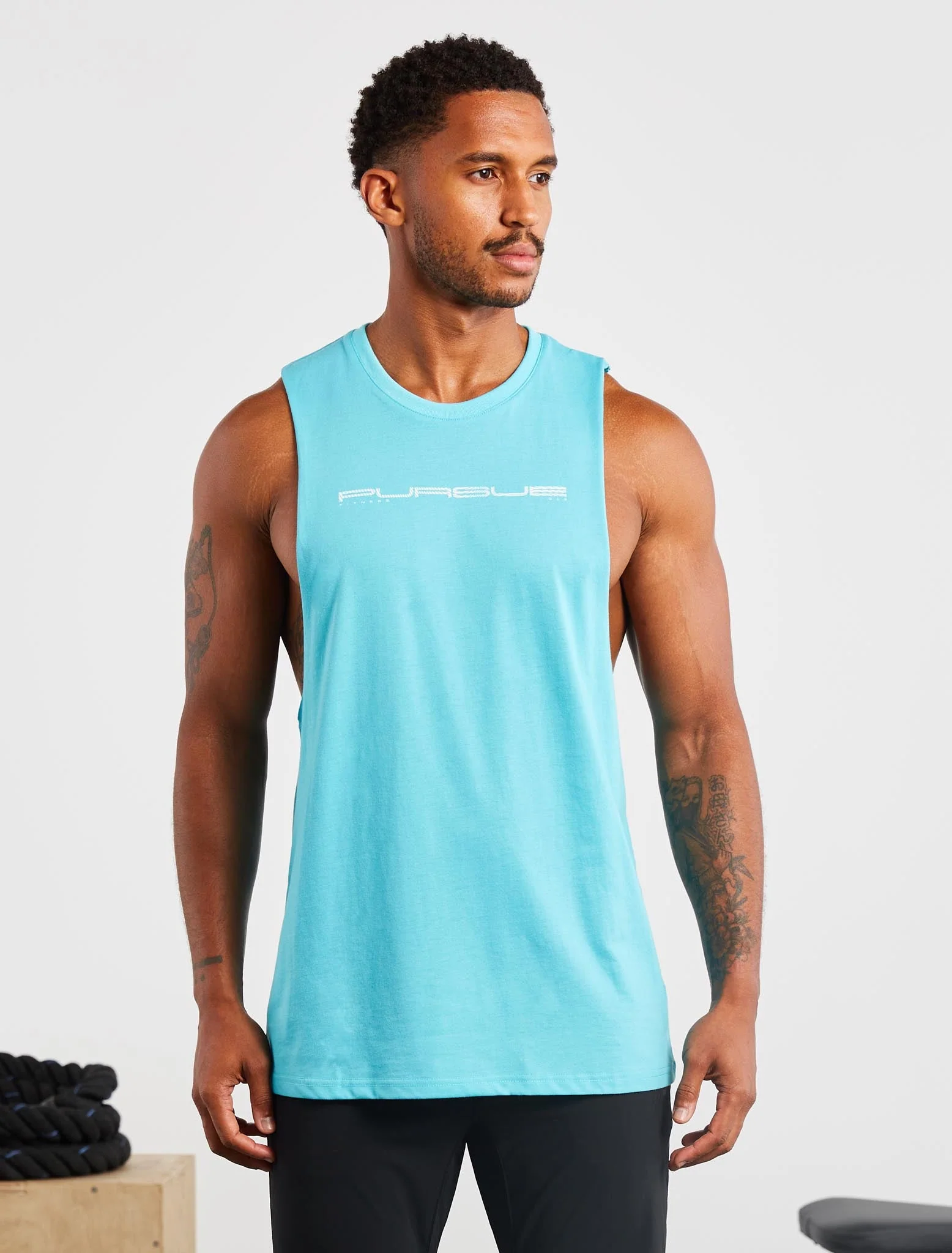 Graphic Drop Arm Tank - Sky Blue - Image 5