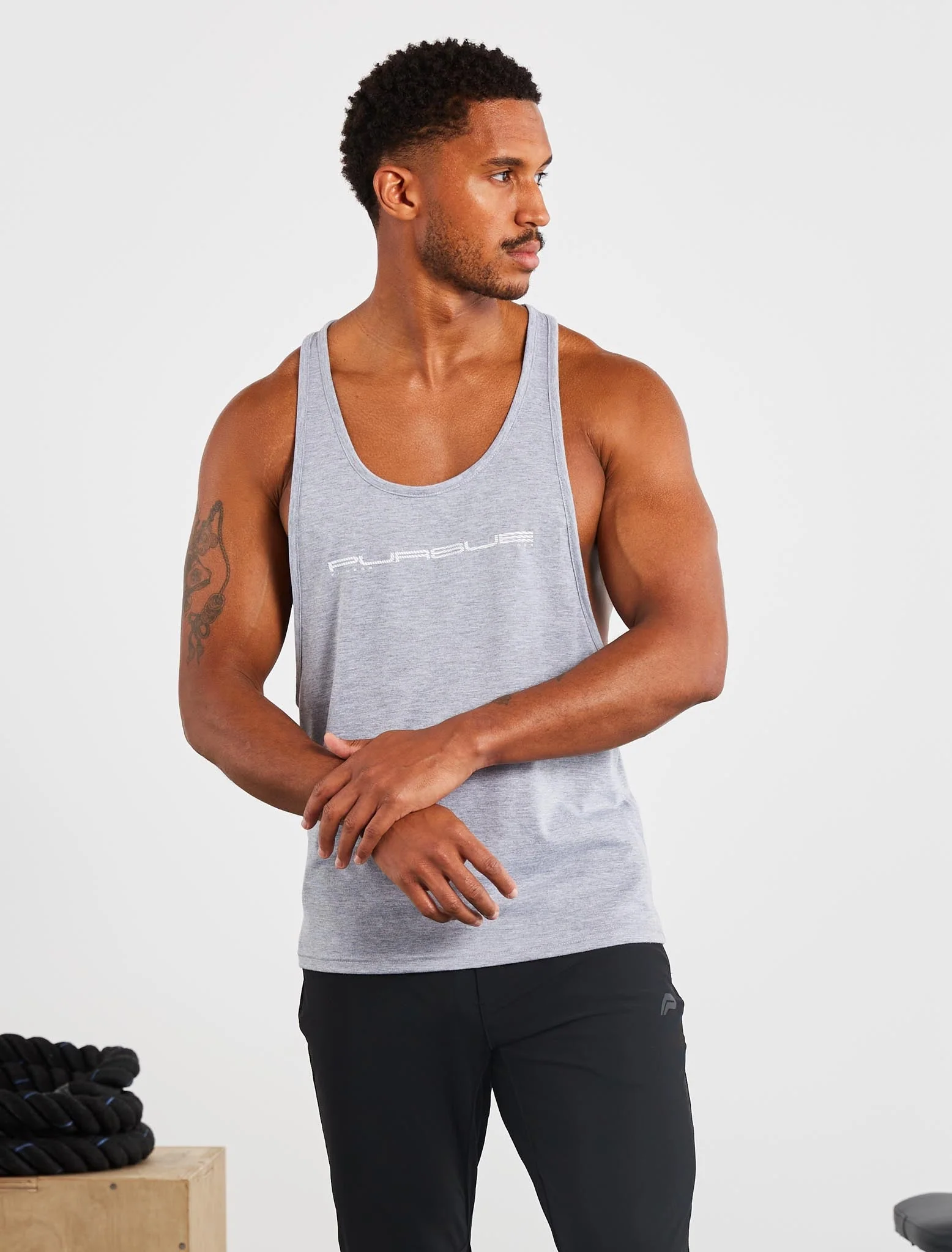 Graphic Stringer Vest - Grey Marl - Image 3