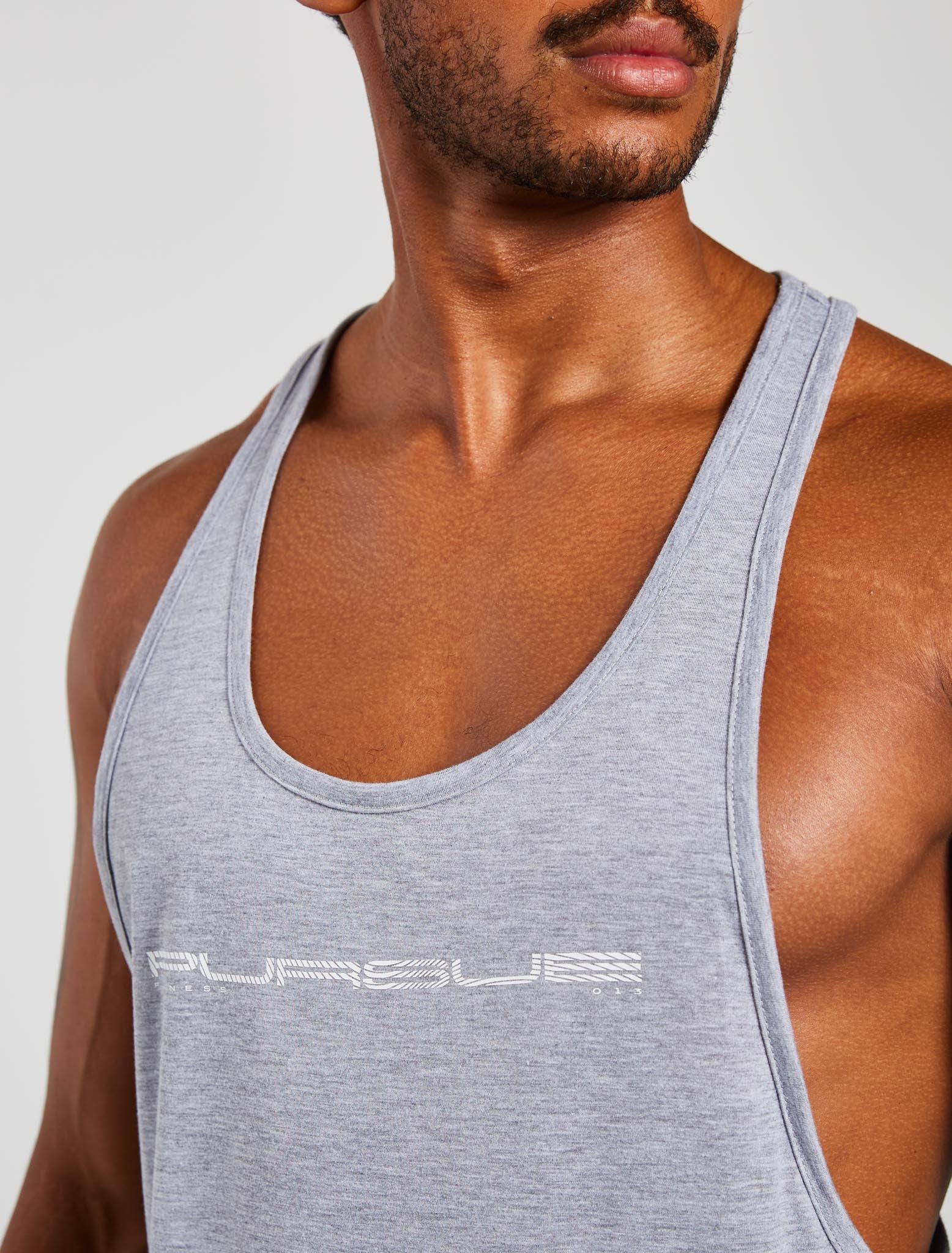 Graphic Stringer Vest - Grey Marl - Image 5