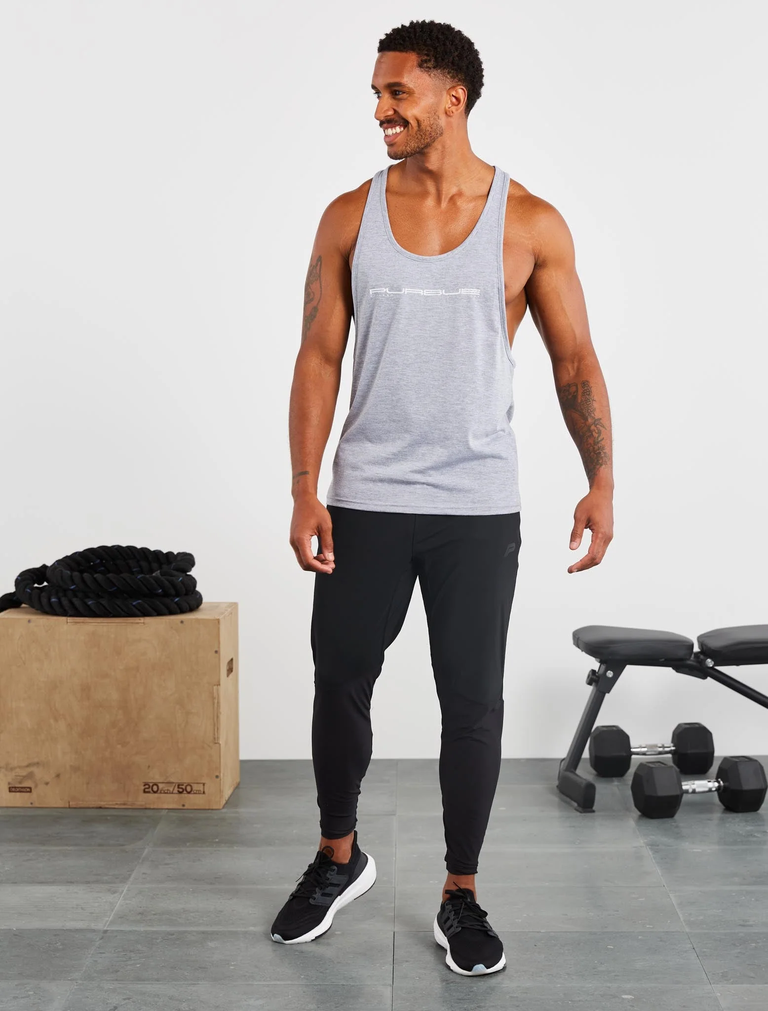 Graphic Stringer Vest - Grey Marl - Image 6