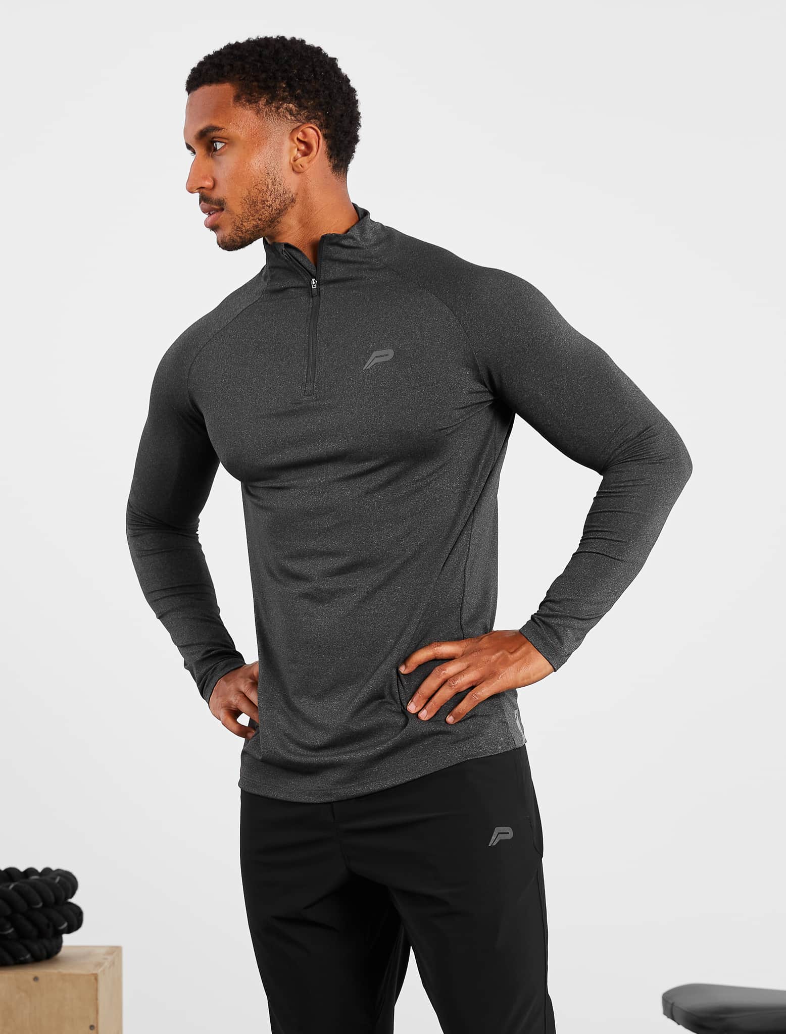 Hybrid Everyday 1/4 Zip - Black Marl - Image 3
