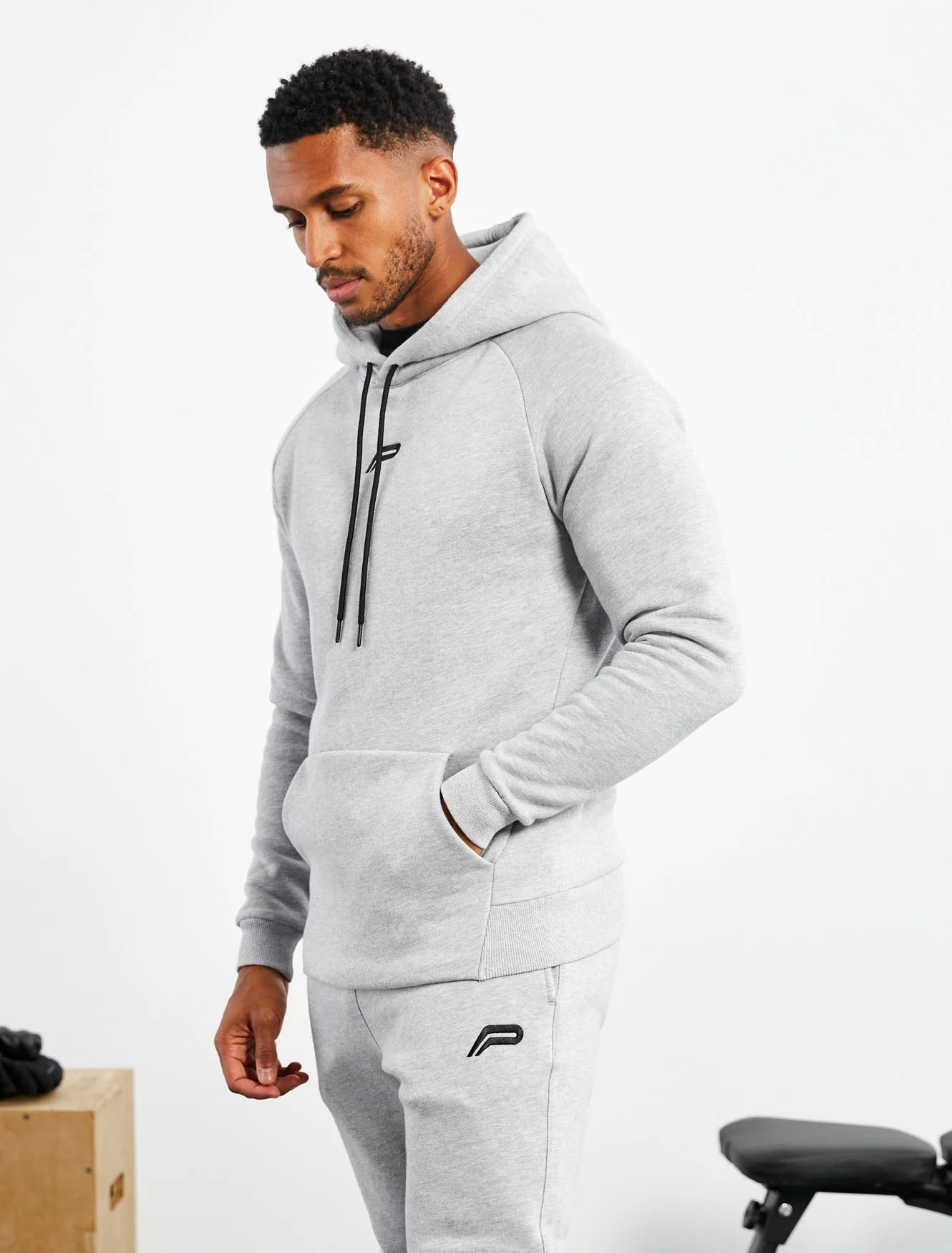 Icon Tapered Hoodie - Heather Grey - Image 5