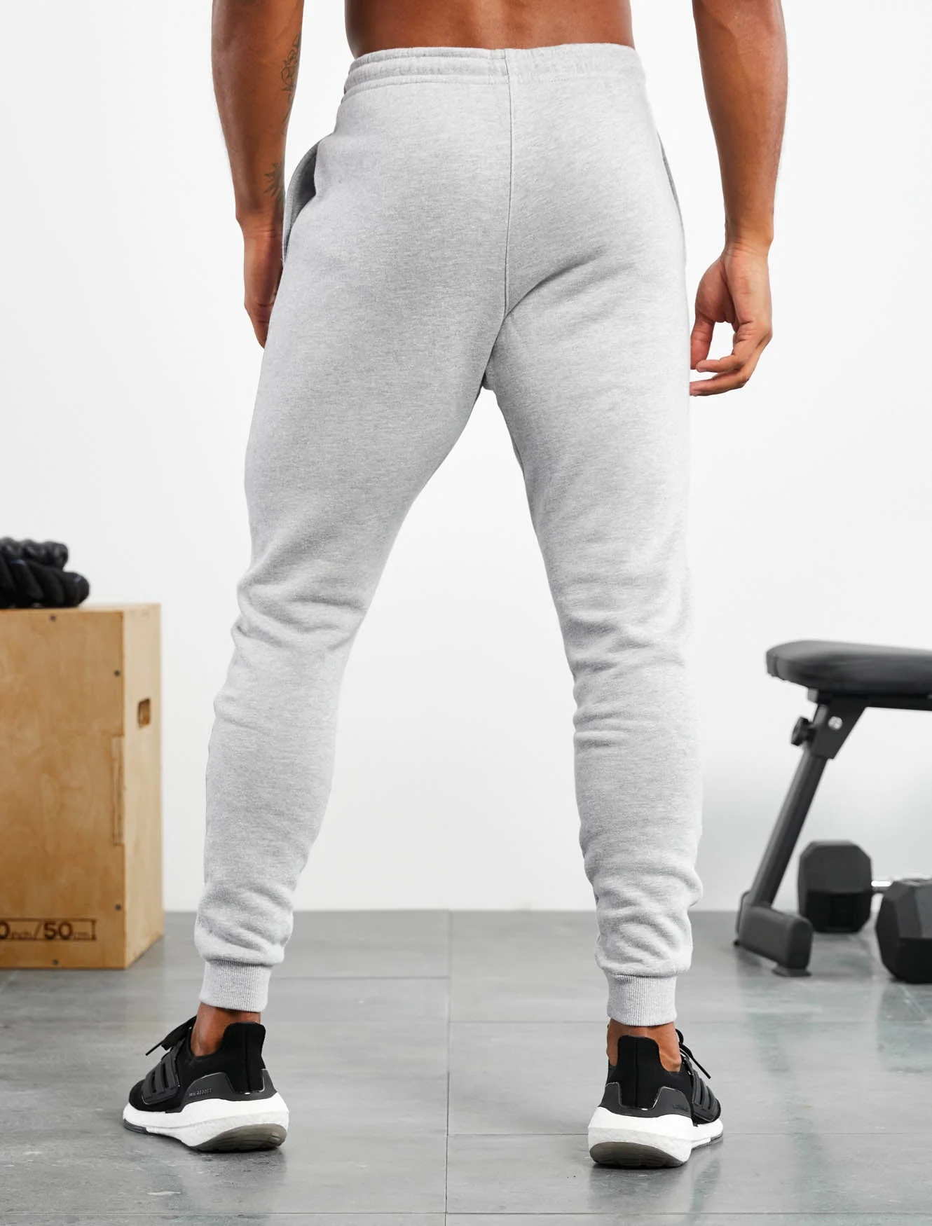 Icon Tapered Joggers - Heather Grey - Image 3
