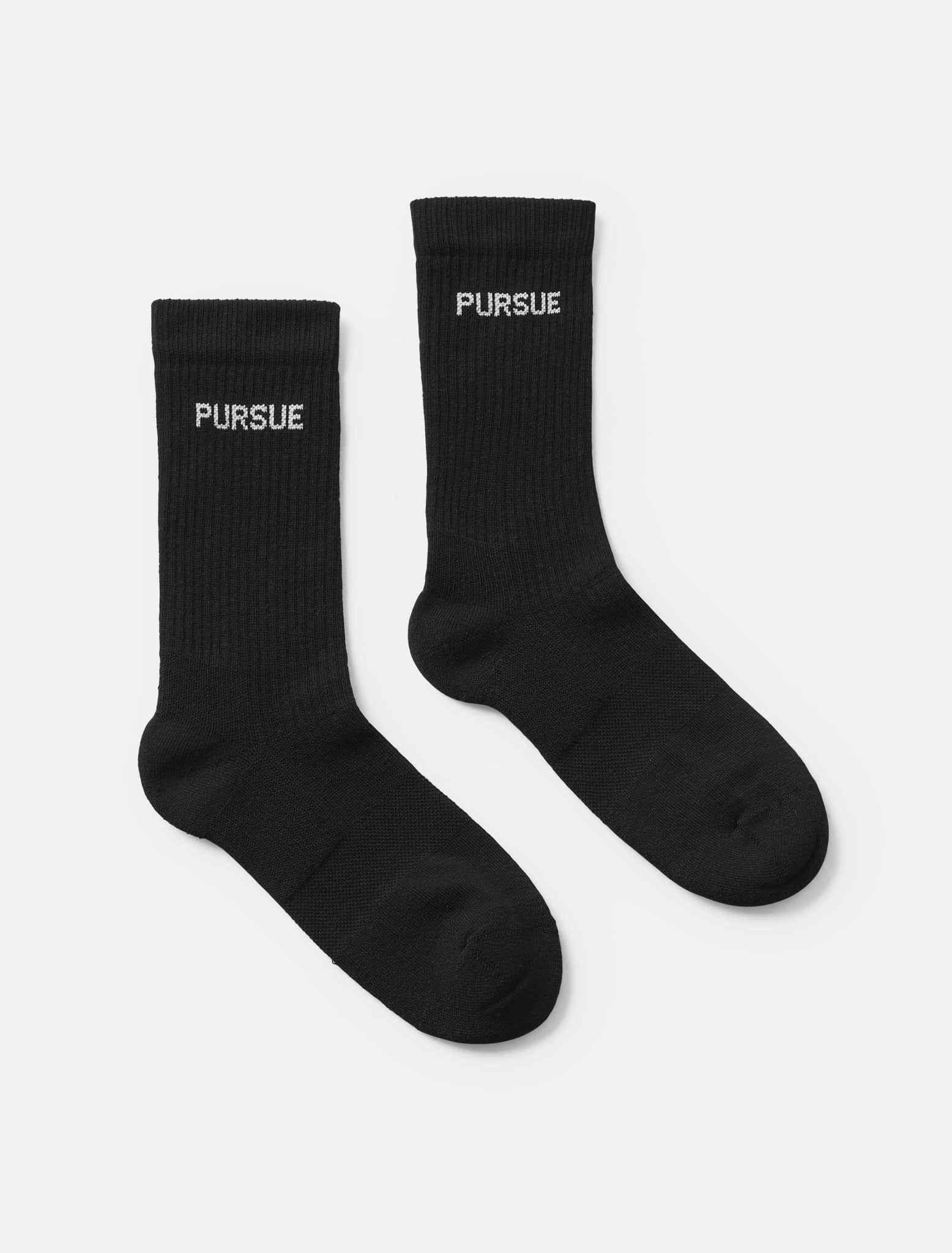 Jacquard Crew Socks - Black (Unisex) - Image 2