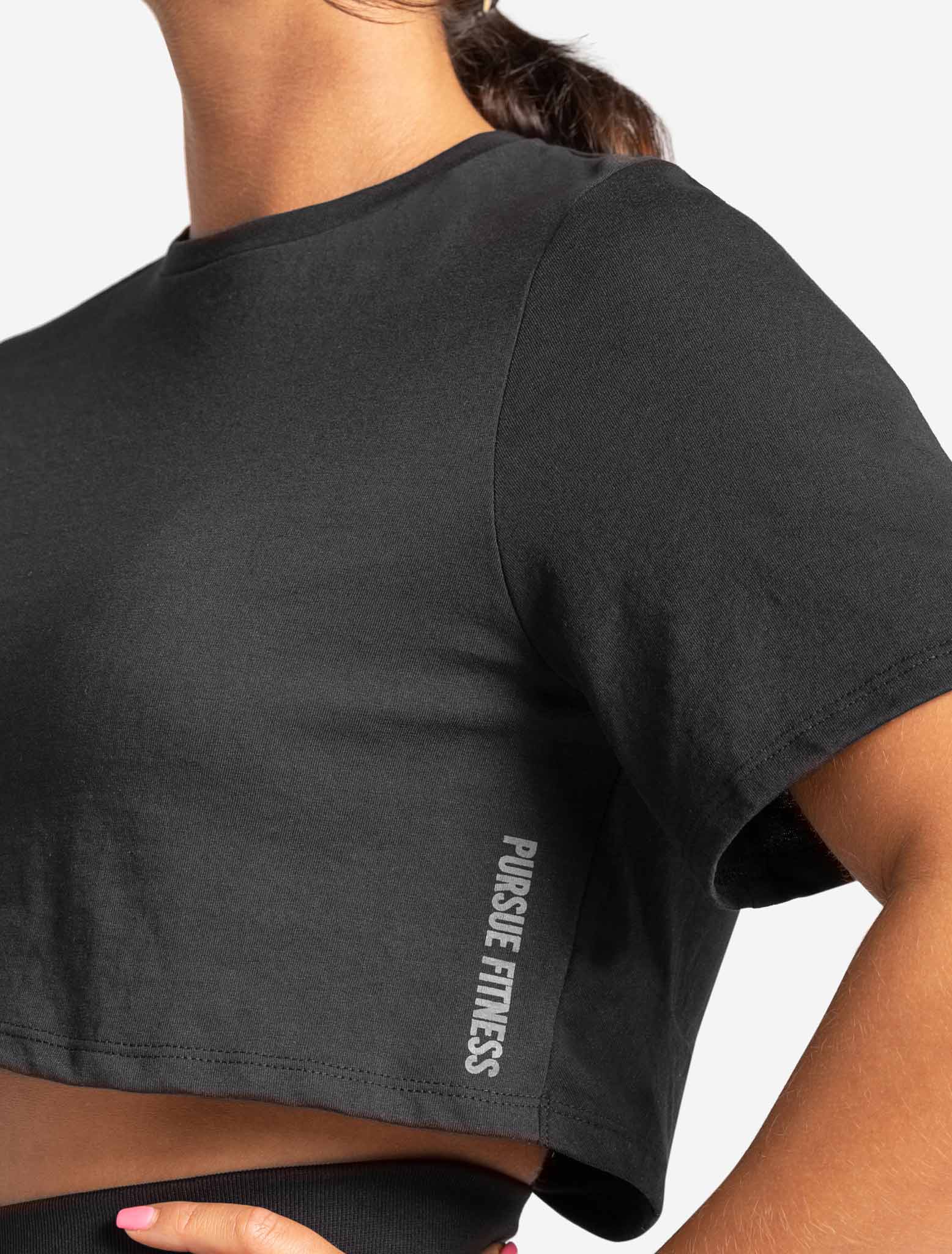 Knot Back Crop T-Shirt - Black - Image 3
