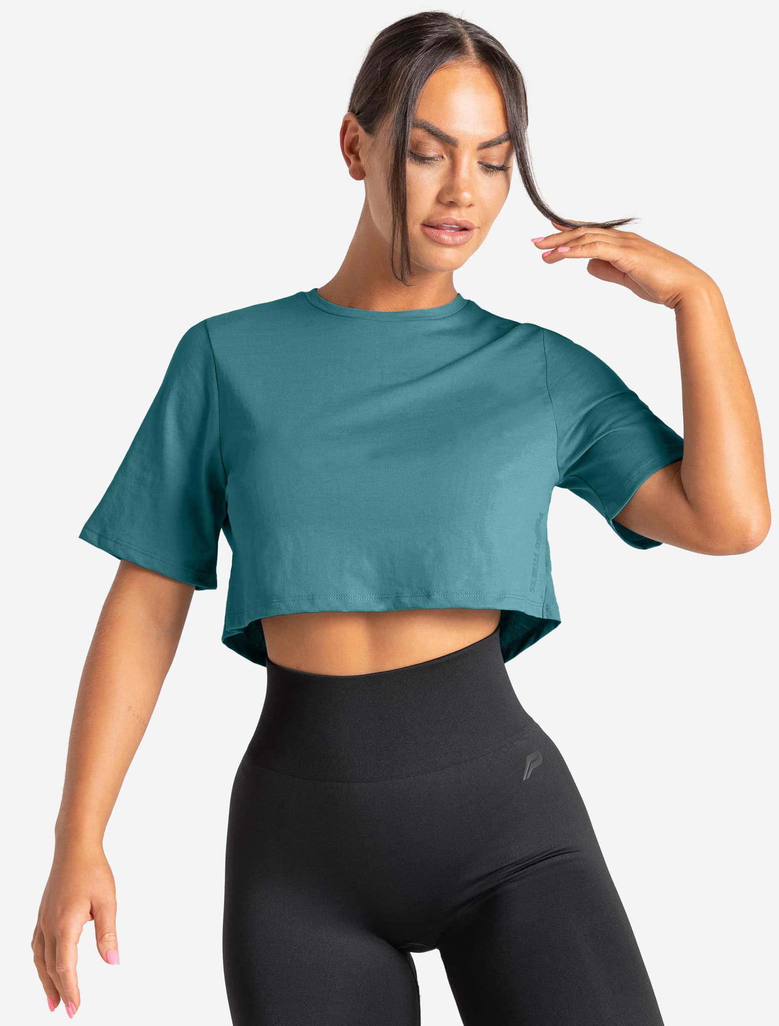 Knot Back Crop T-Shirt - Moonstone Blue - Image 3