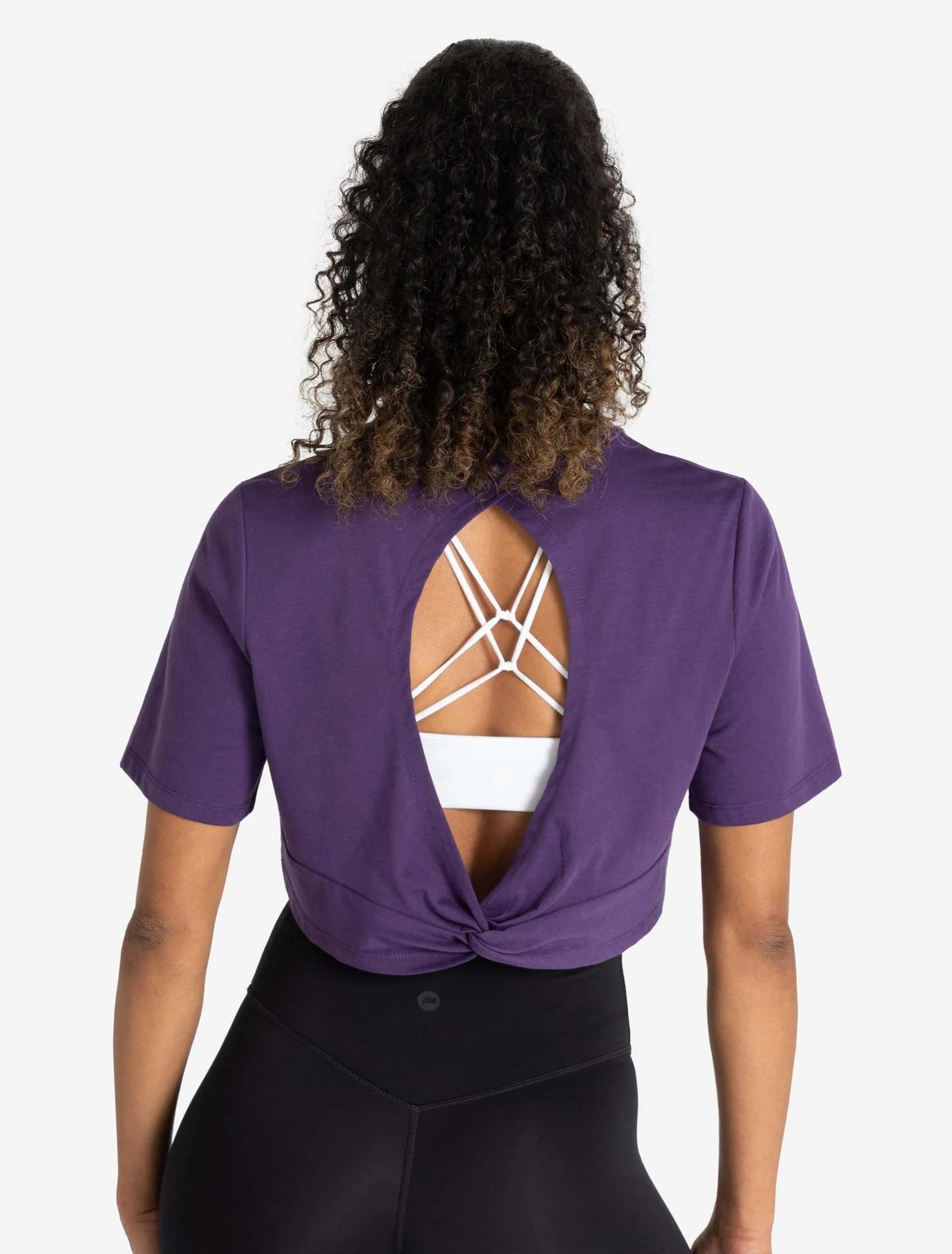 Knot Back Crop T-Shirt - Purple Berry - Image 2