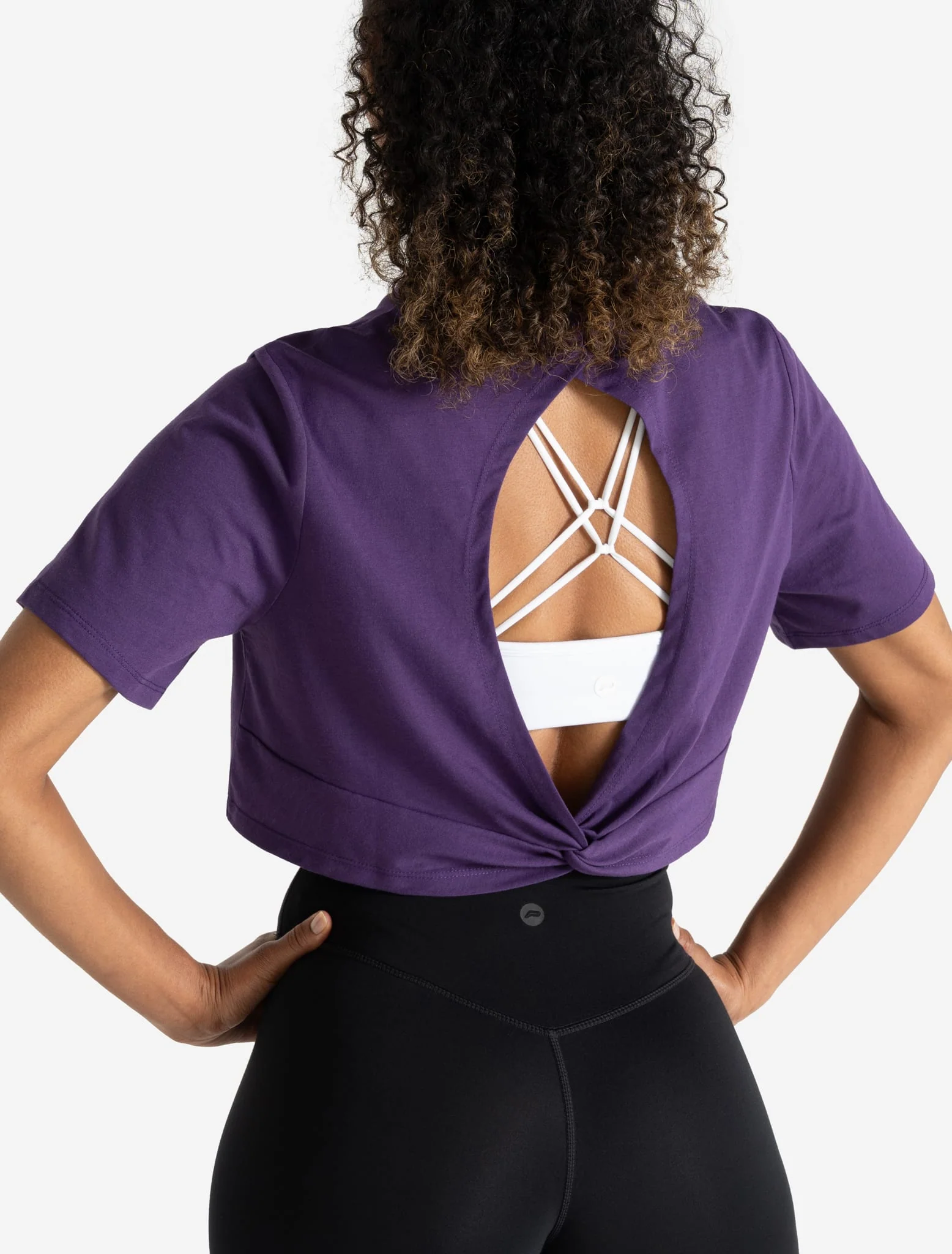Knot Back Crop T-Shirt - Purple Berry - Image 3