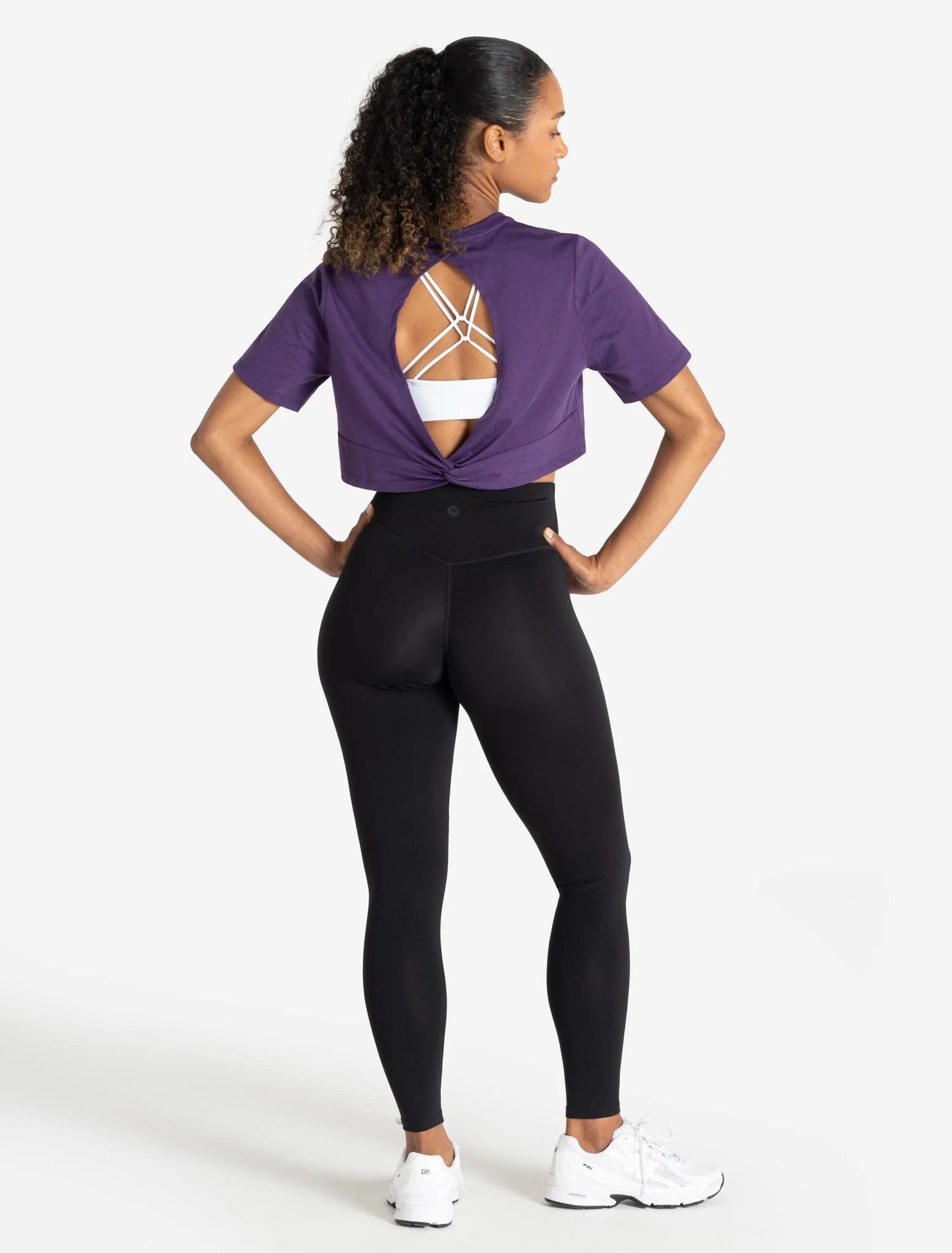 Knot Back Crop T-Shirt - Purple Berry - Image 4