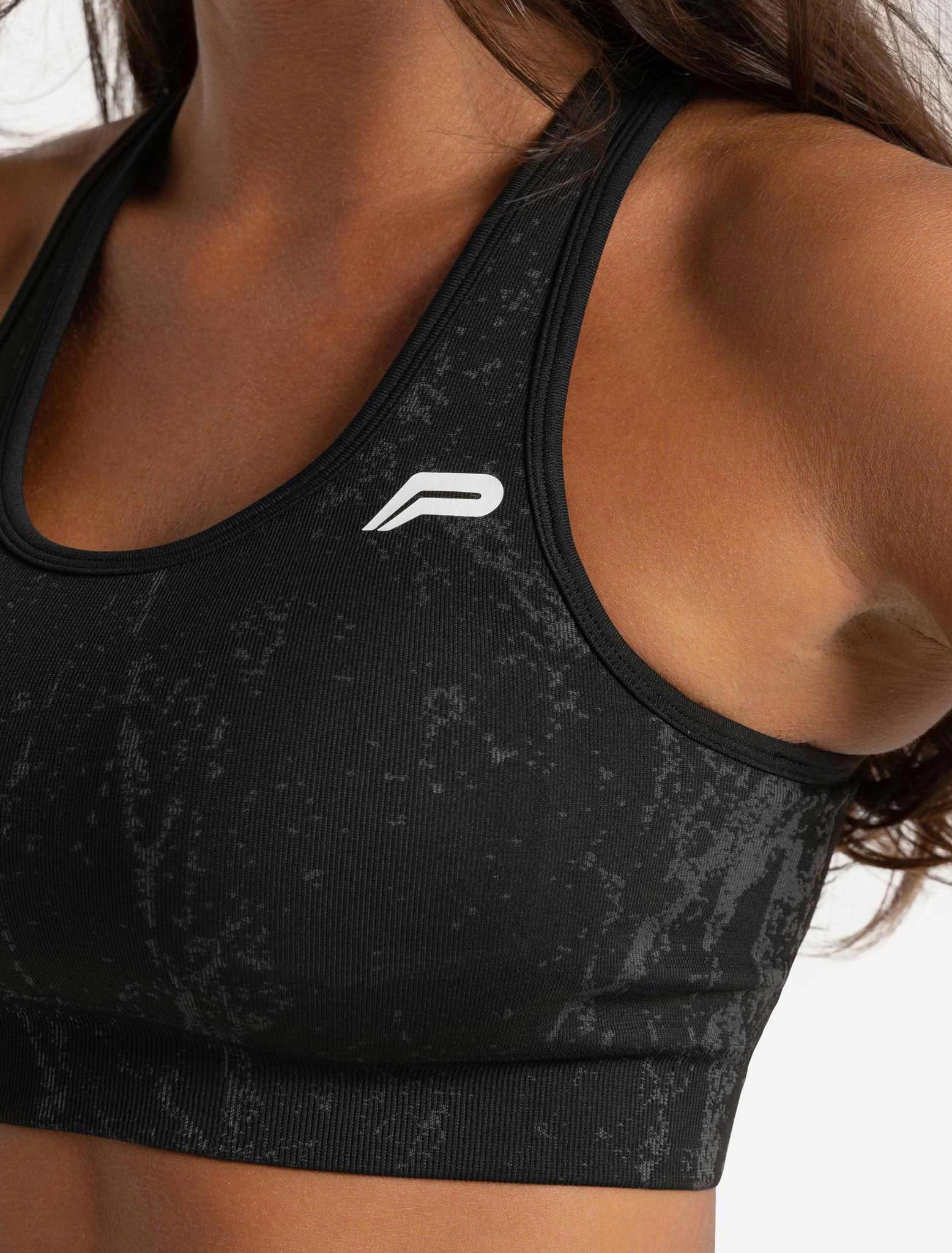 Marble Seamless Sports Bra - Black - Image 4
