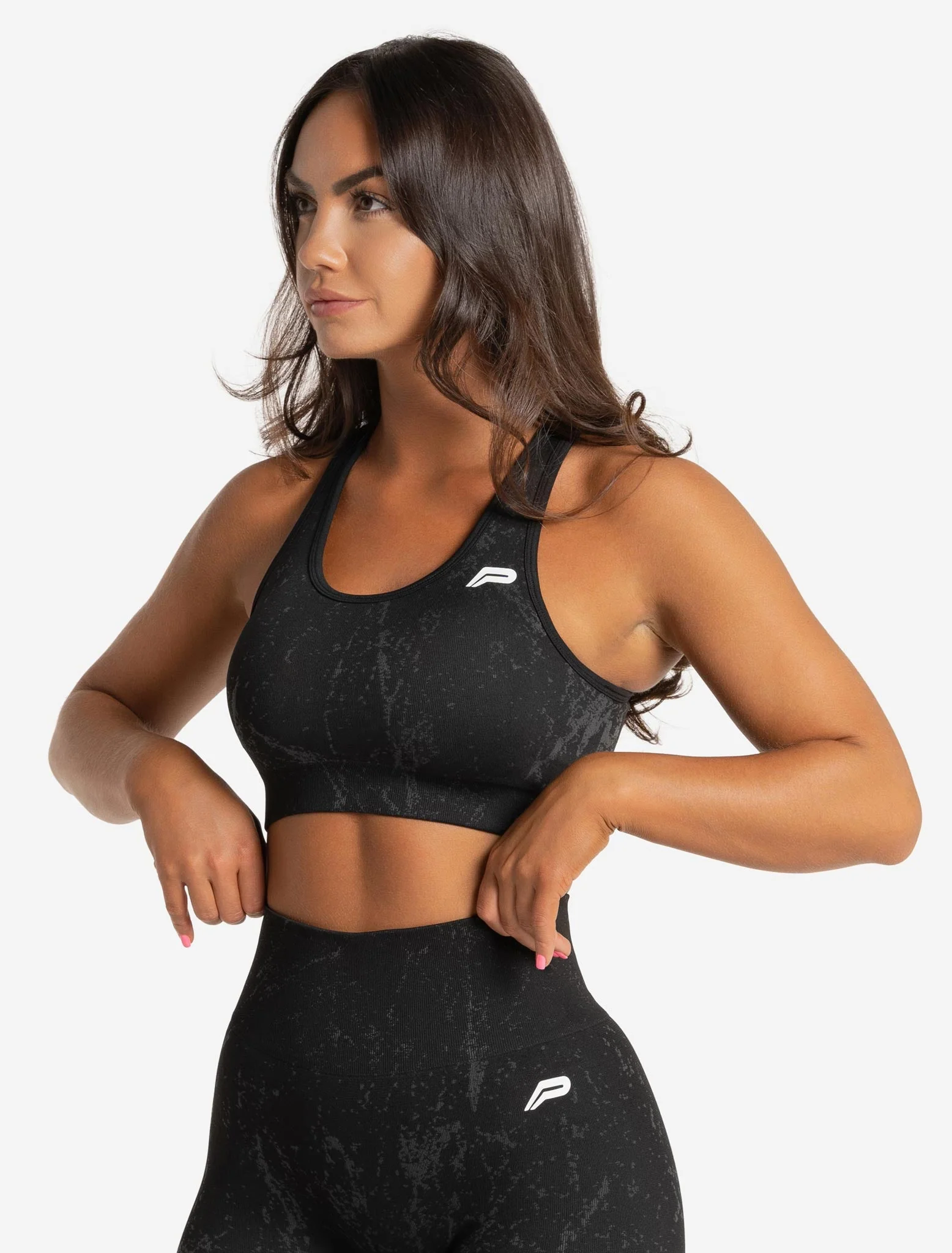 Marble Seamless Sports Bra - Black - Image 5