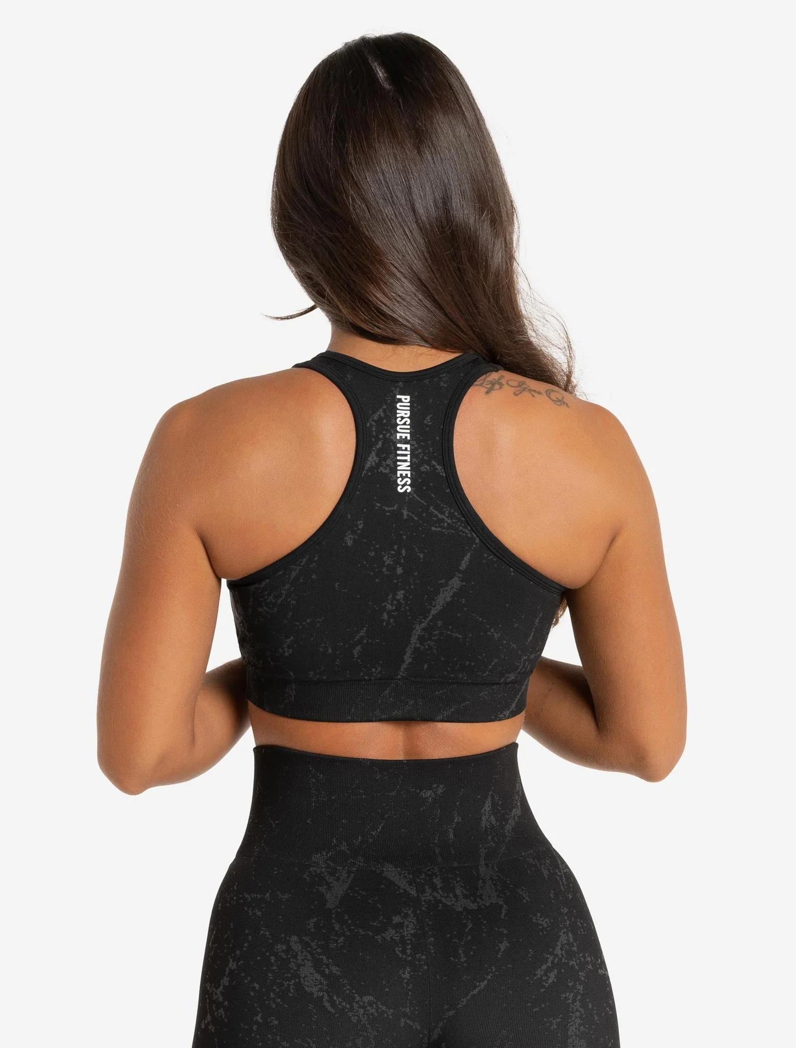 Marble Seamless Sports Bra - Black - Image 6