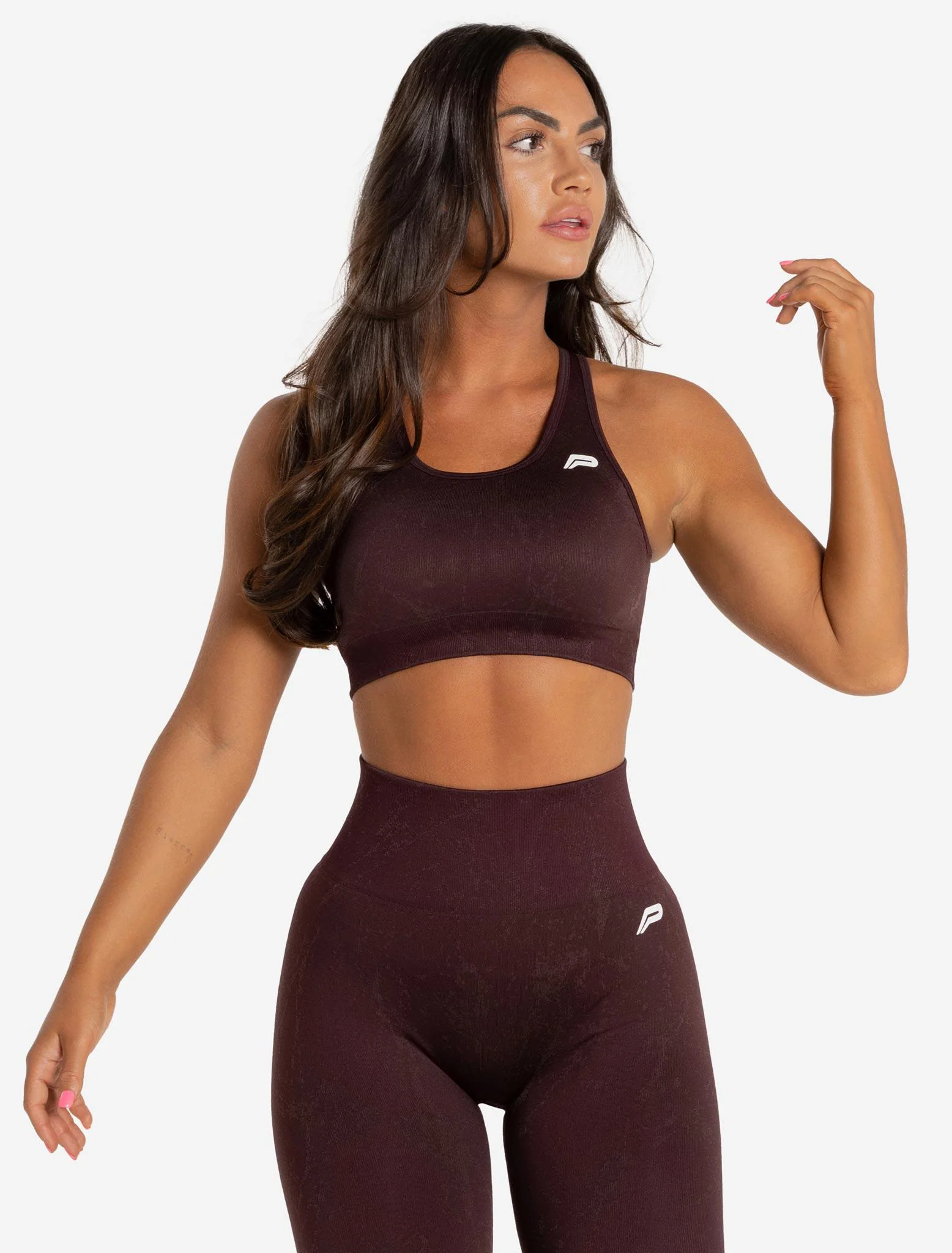 Marble Seamless Sports Bra - Black Cherry - Image 5