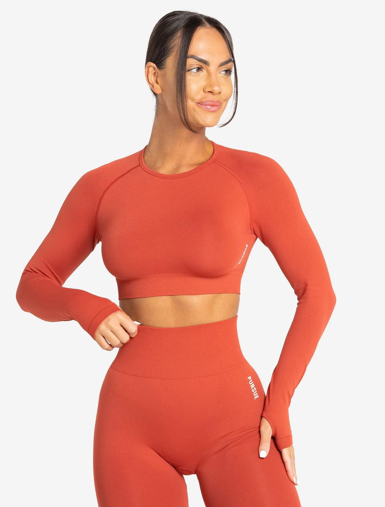 Move Seamless Long Sleeve Crop Top - Burnt Red - Image 7