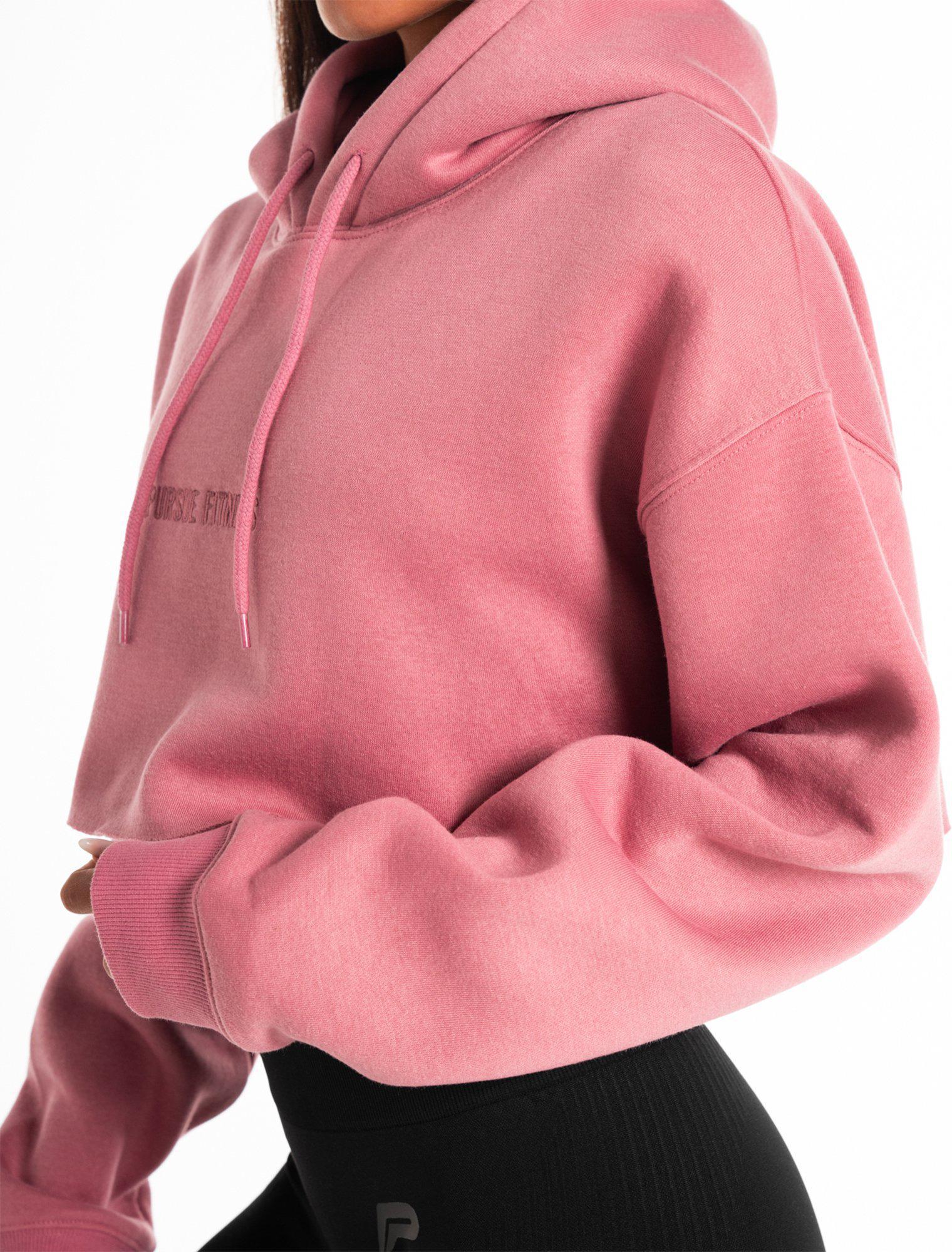 Oversized Crop Hoodie - Dark Washed Pink - Image 2