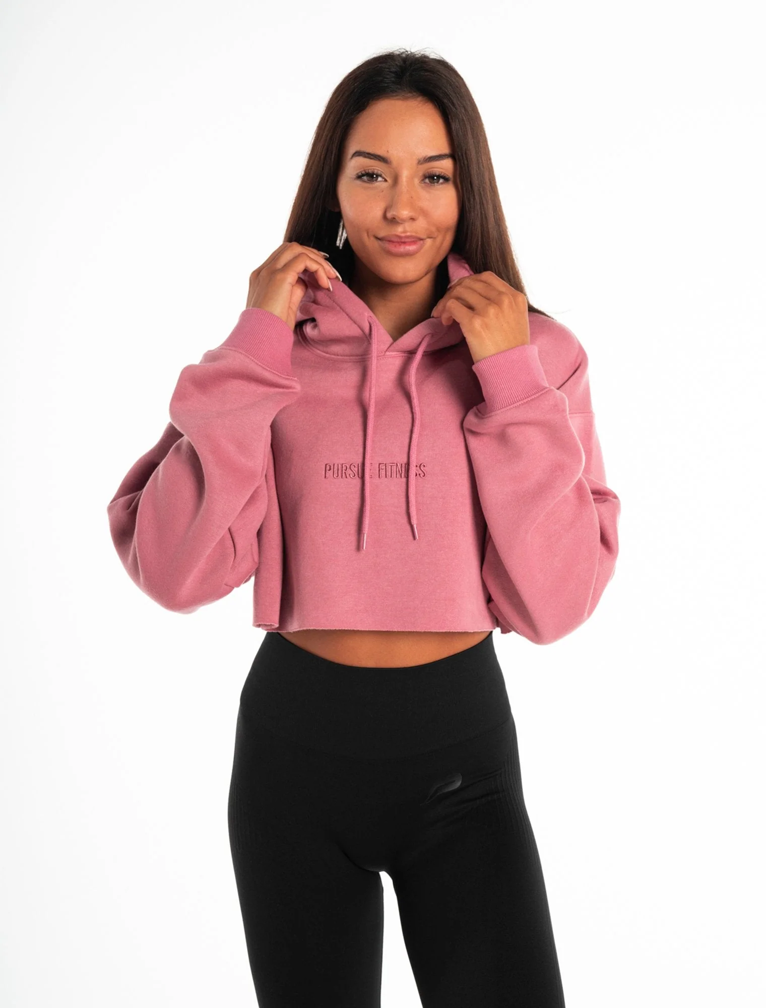 Oversized Crop Hoodie - Dark Washed Pink - Image 4