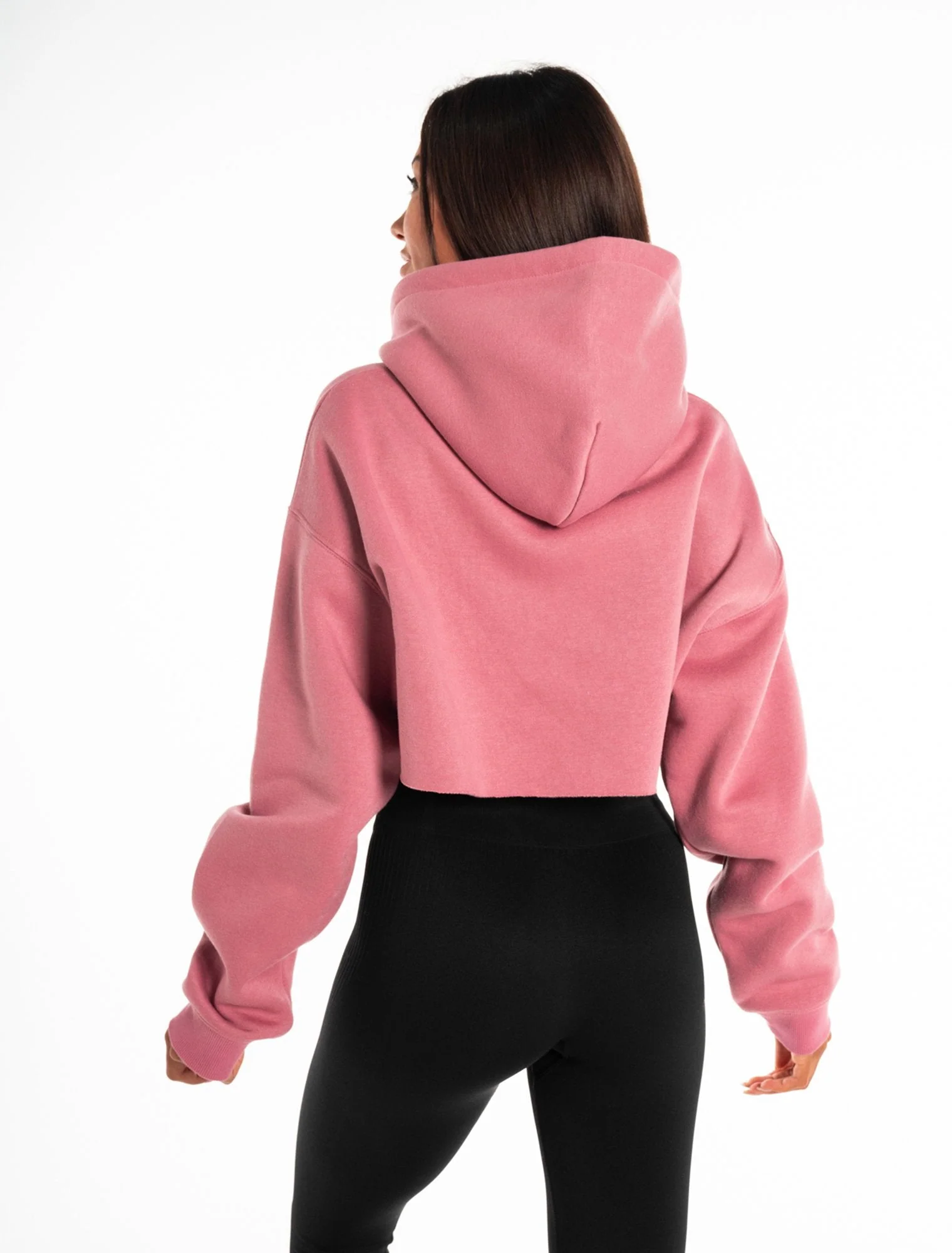 Oversized Crop Hoodie - Dark Washed Pink - Image 5